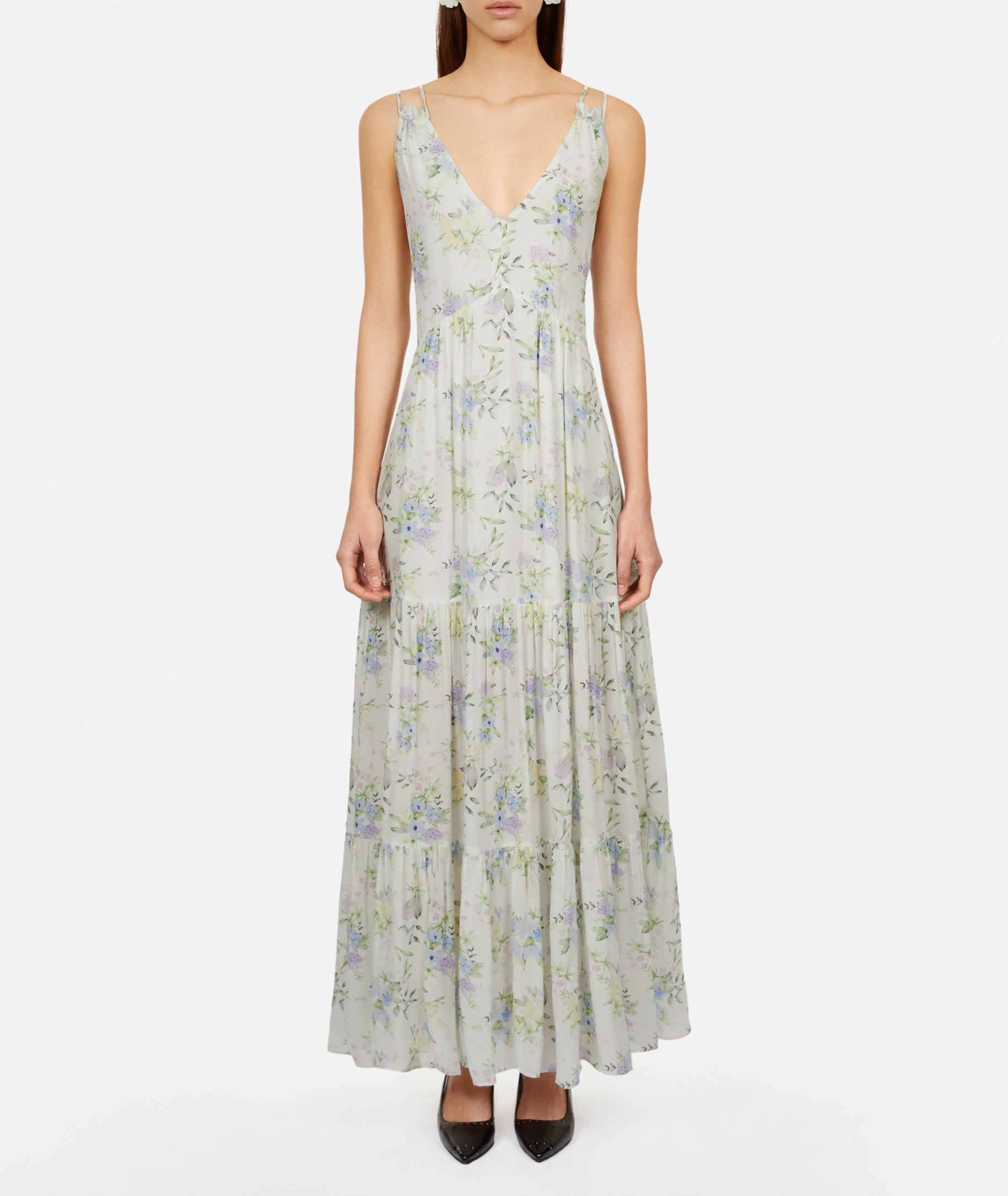 Robe longue imprimée avec laçage THE KOOPLES Blanc