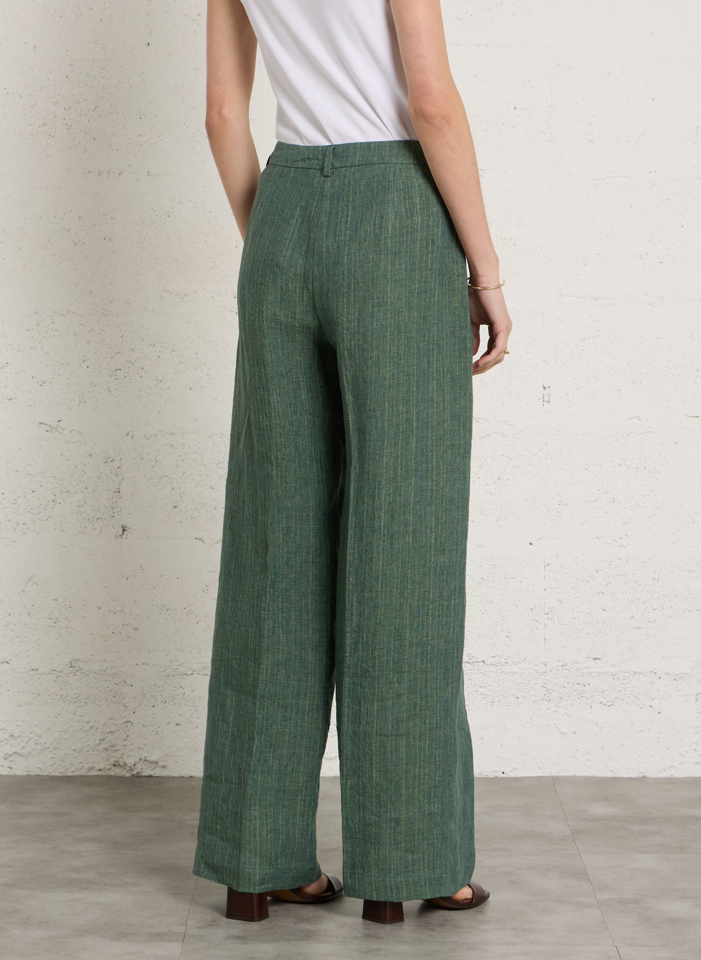 Striped linen pleated trousers DIEGA Blue