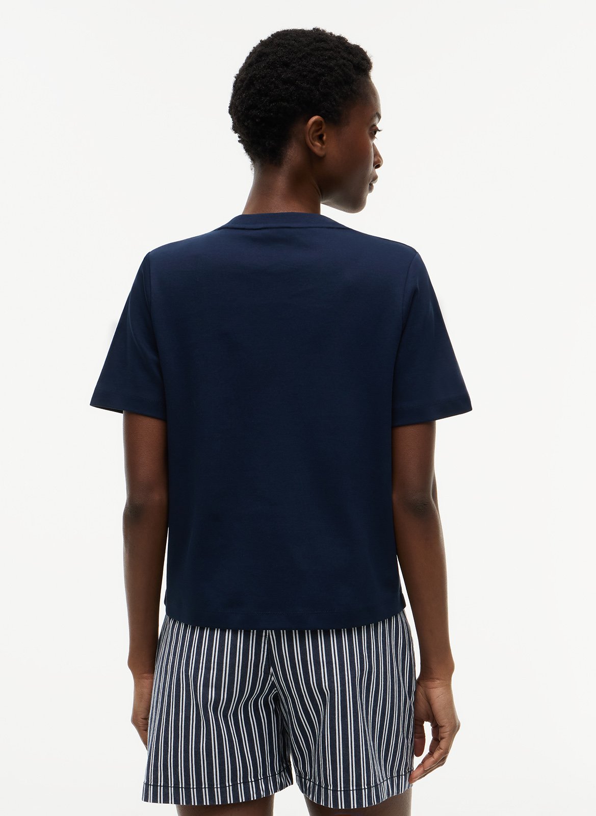 Tee-shirt uni à logo en coton TOMMY HILFIGER Blau