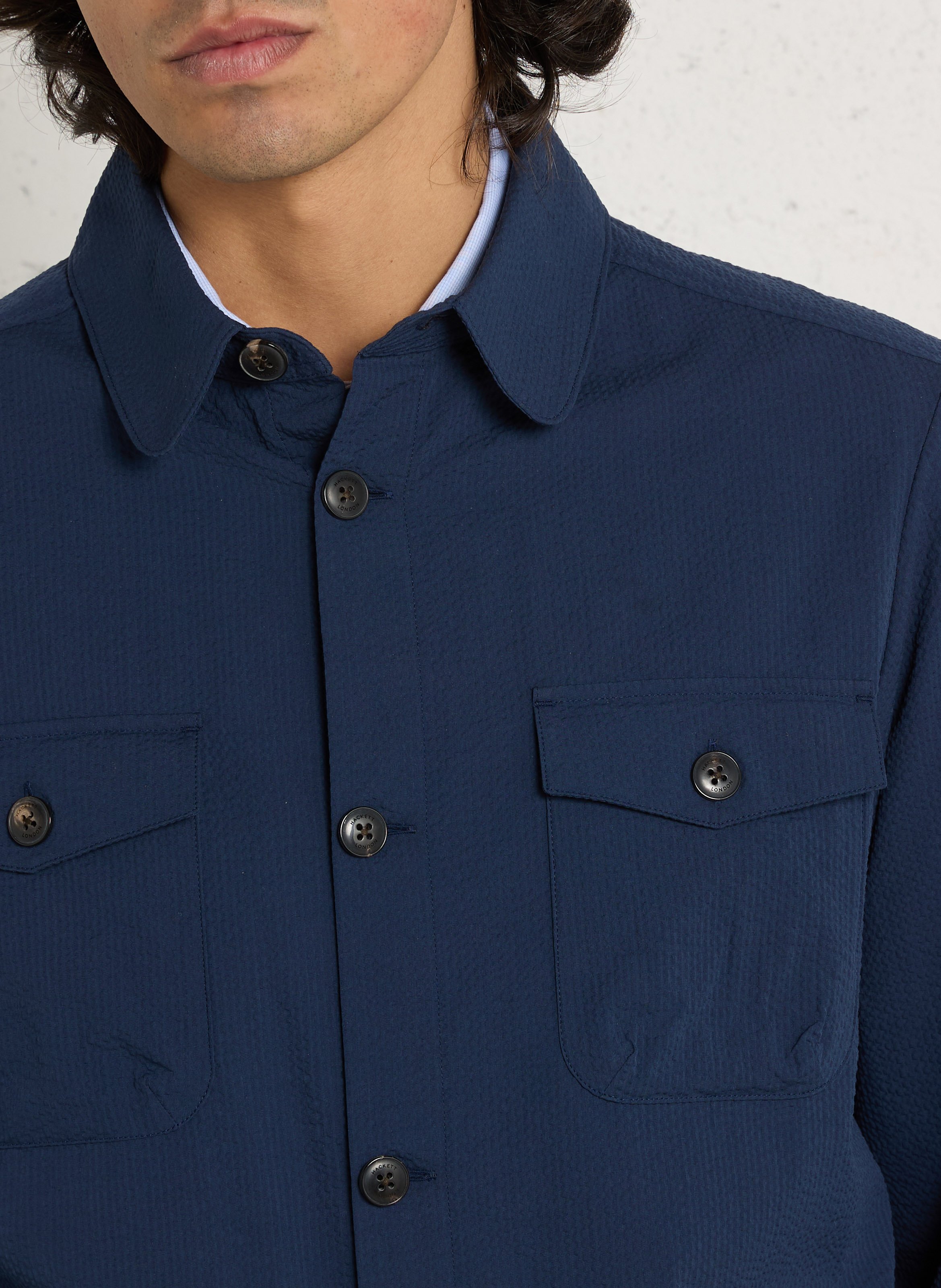 Chemise col classique en coton HACKETT Bleu