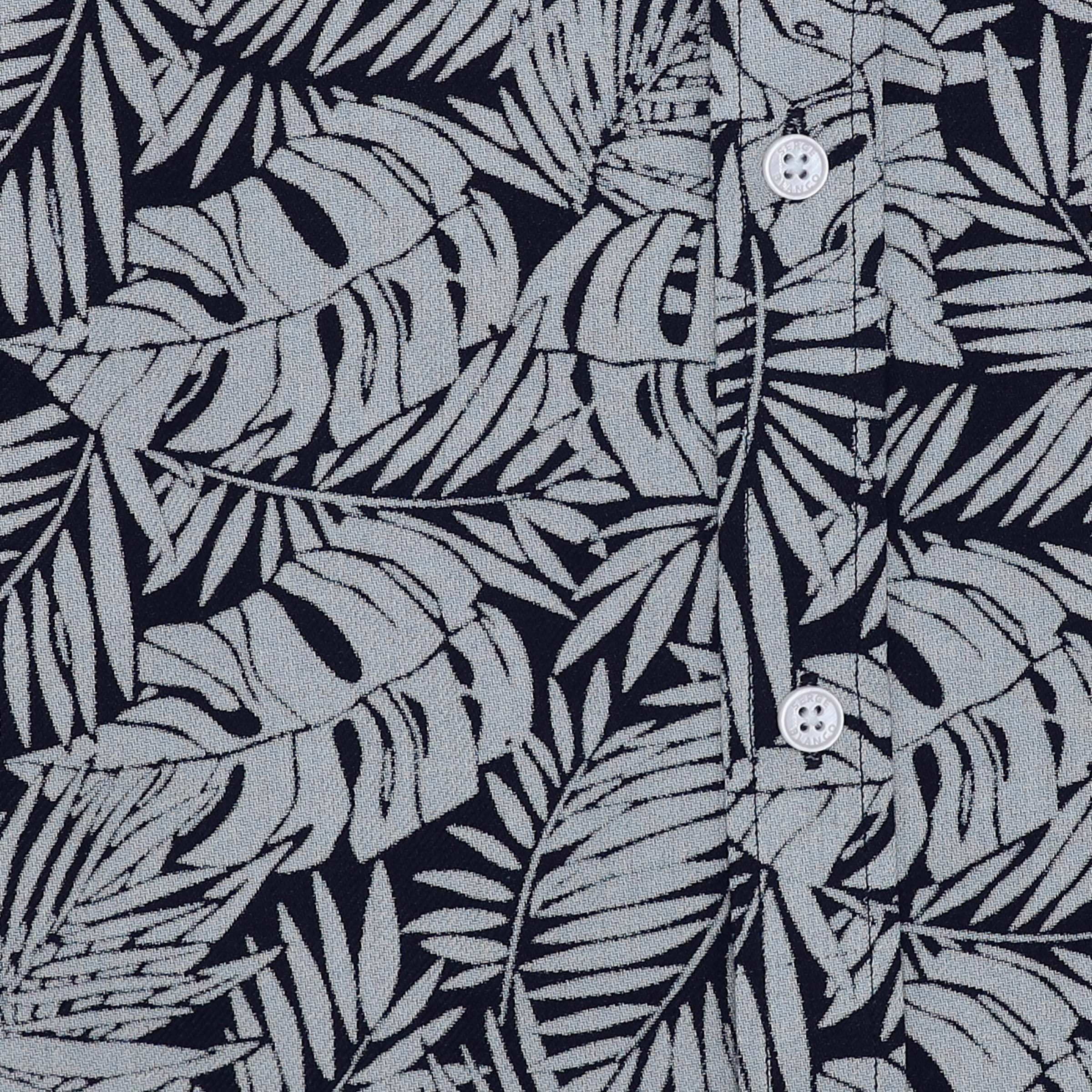 Navy blue cotton long-sleeve shirt with floral print SERGE BLANCO Blue
