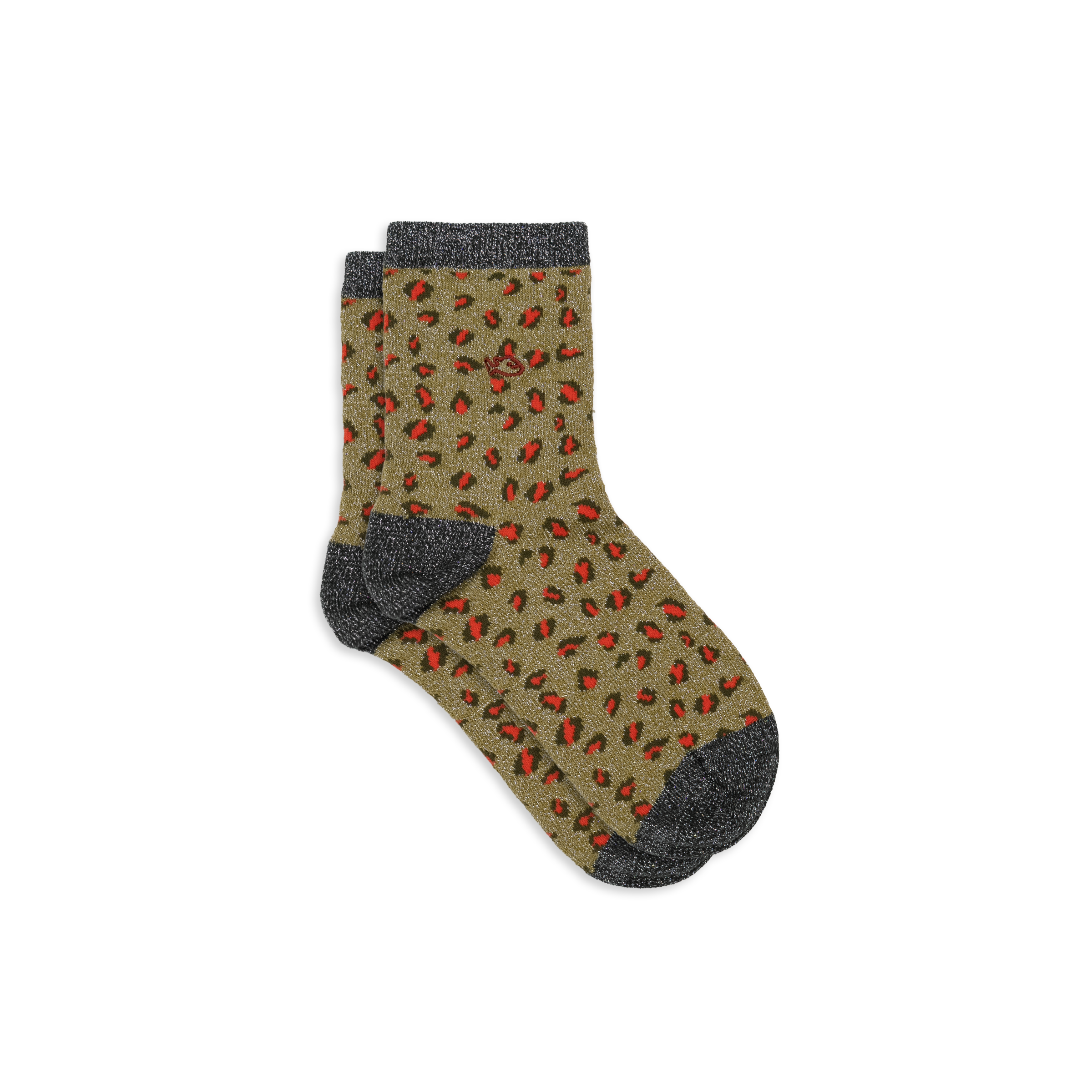 Leopard Combed Cotton Socks  Vert