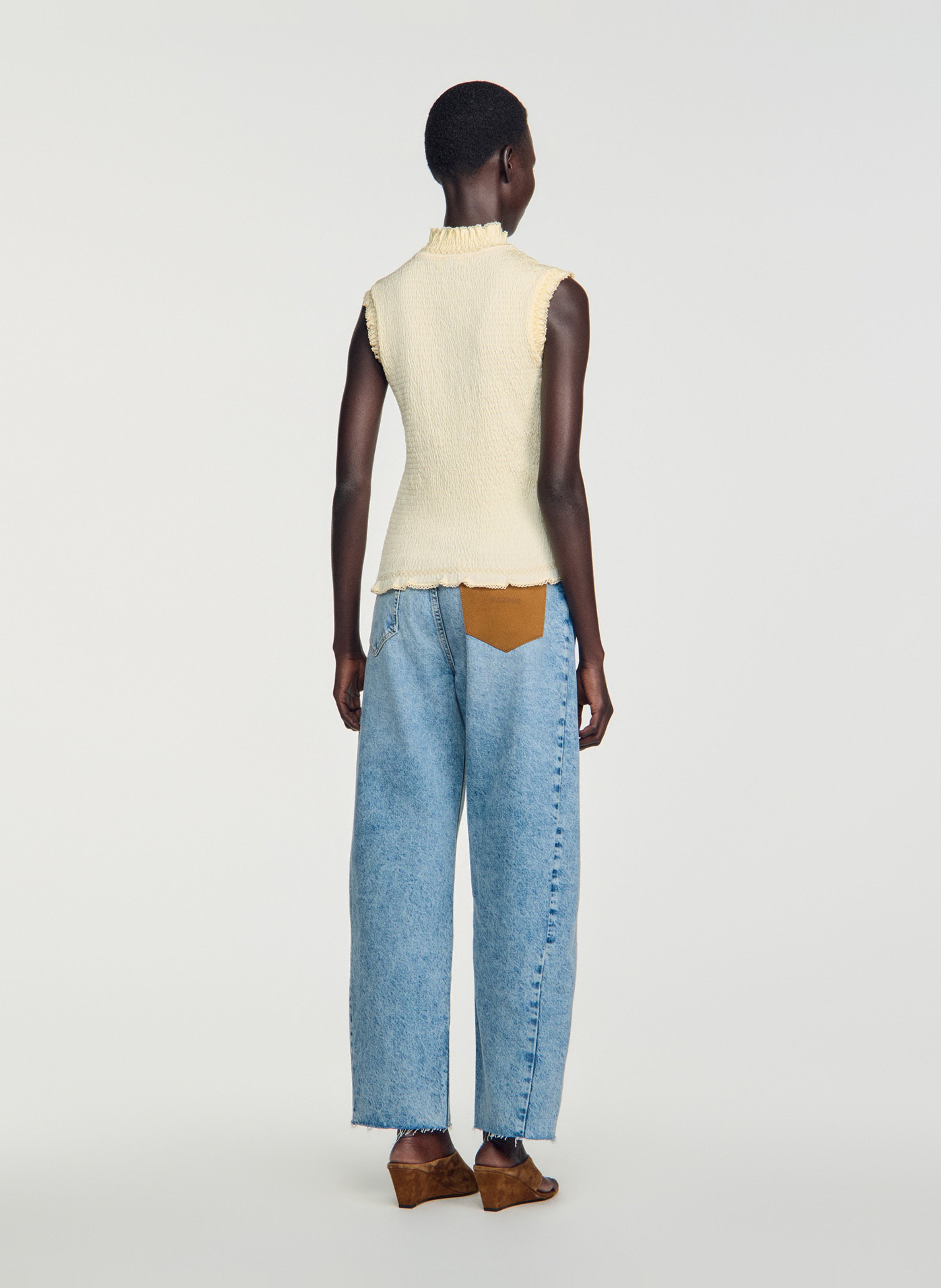 Top moulant froissé SANDRO Beige