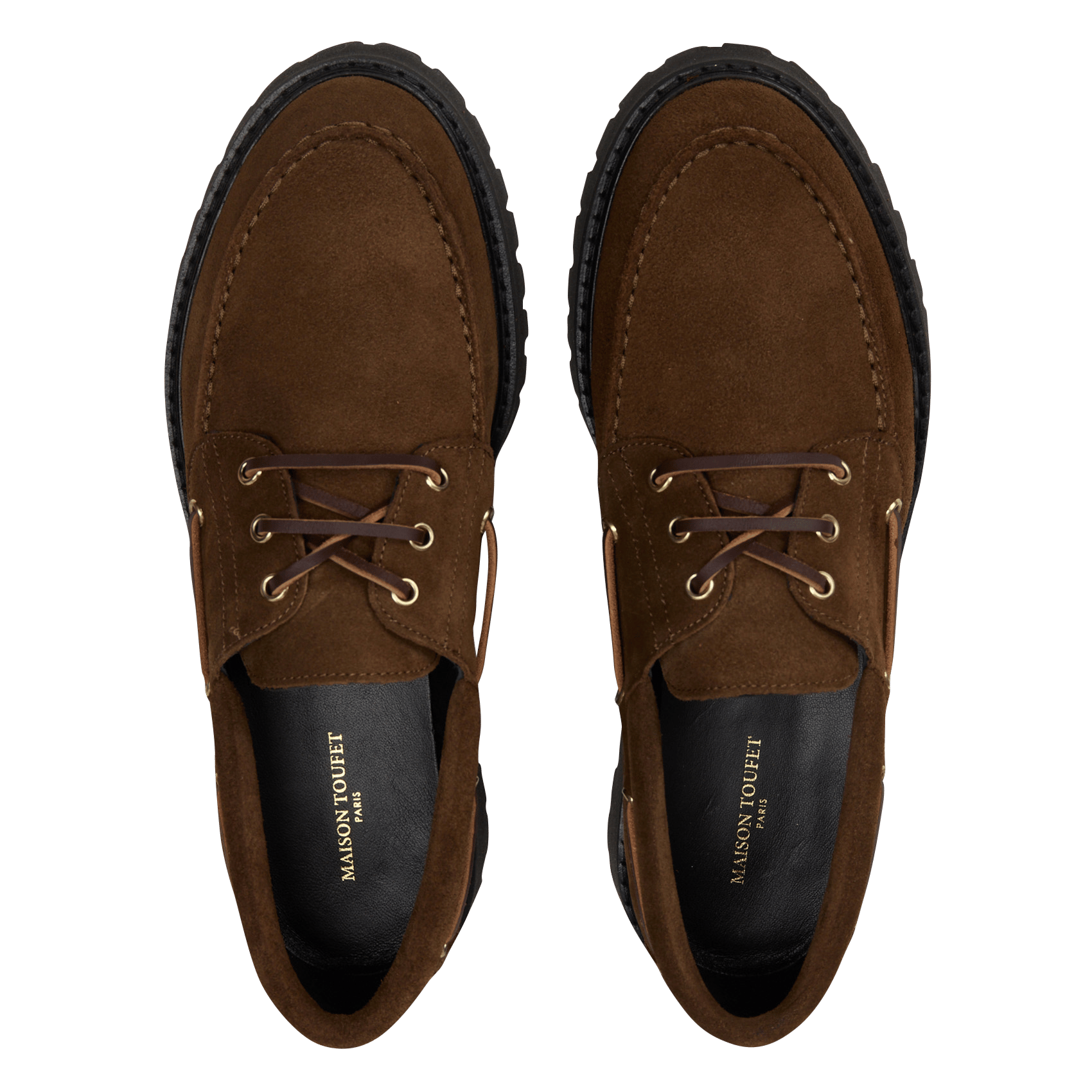 Mocassins à lacets en cuir velours MAISON TOUFET Marron