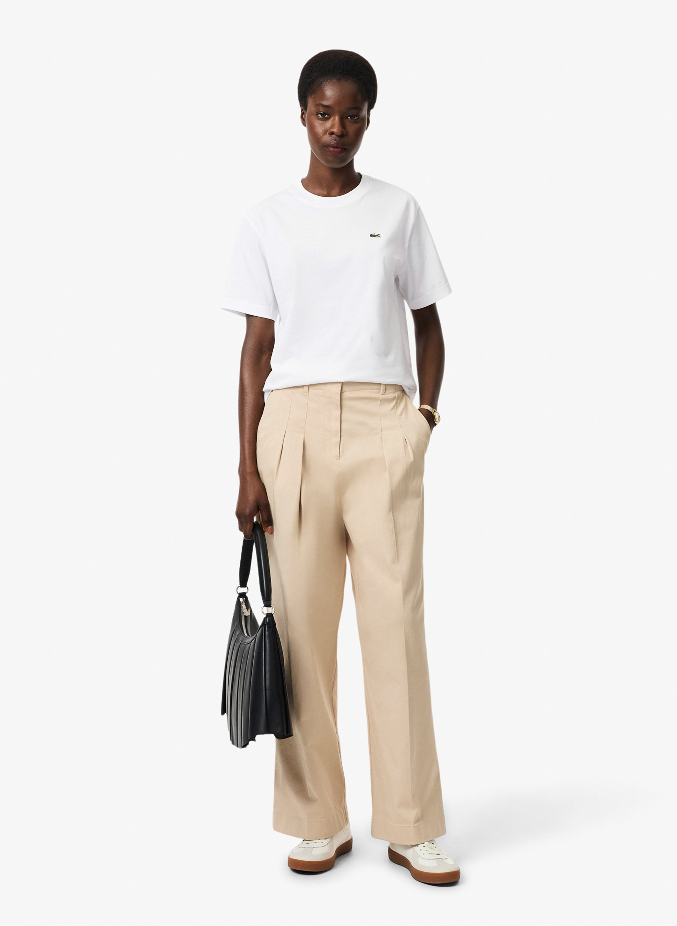 Tee-shirt manches courtes en coton LACOSTE Blanc