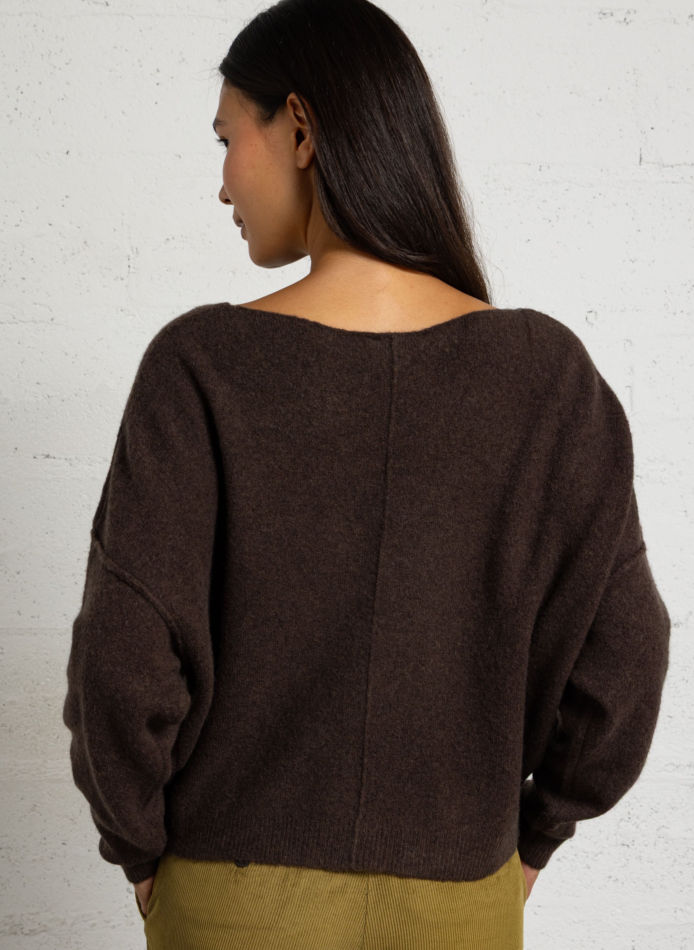 Pull col bateau en laine mélangée AMERICAN VINTAGE Marron