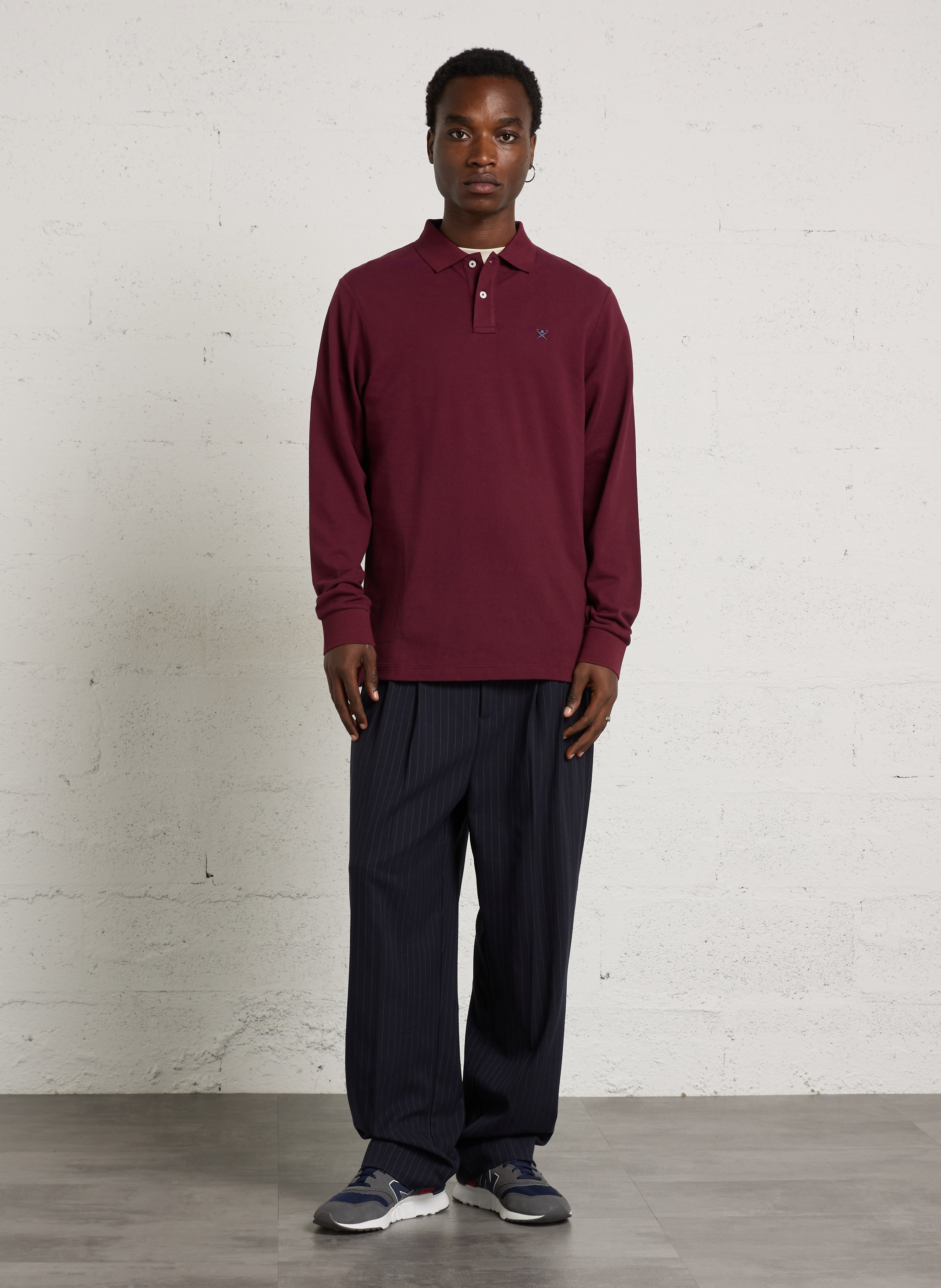 Long-sleeved straight cotton polo HACKETT Red