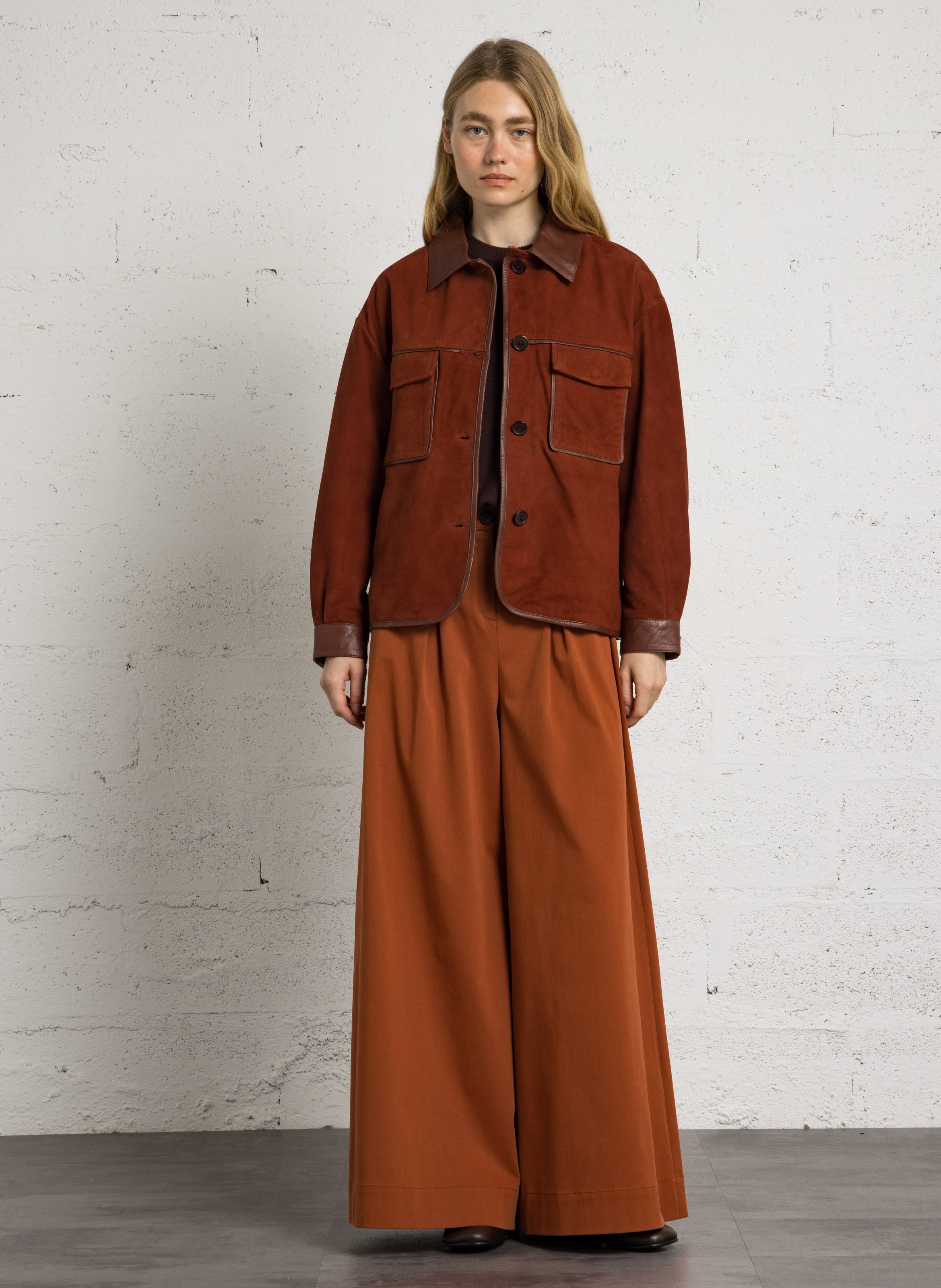 Wide-leg cotton-blend pants MAISON 123 Red