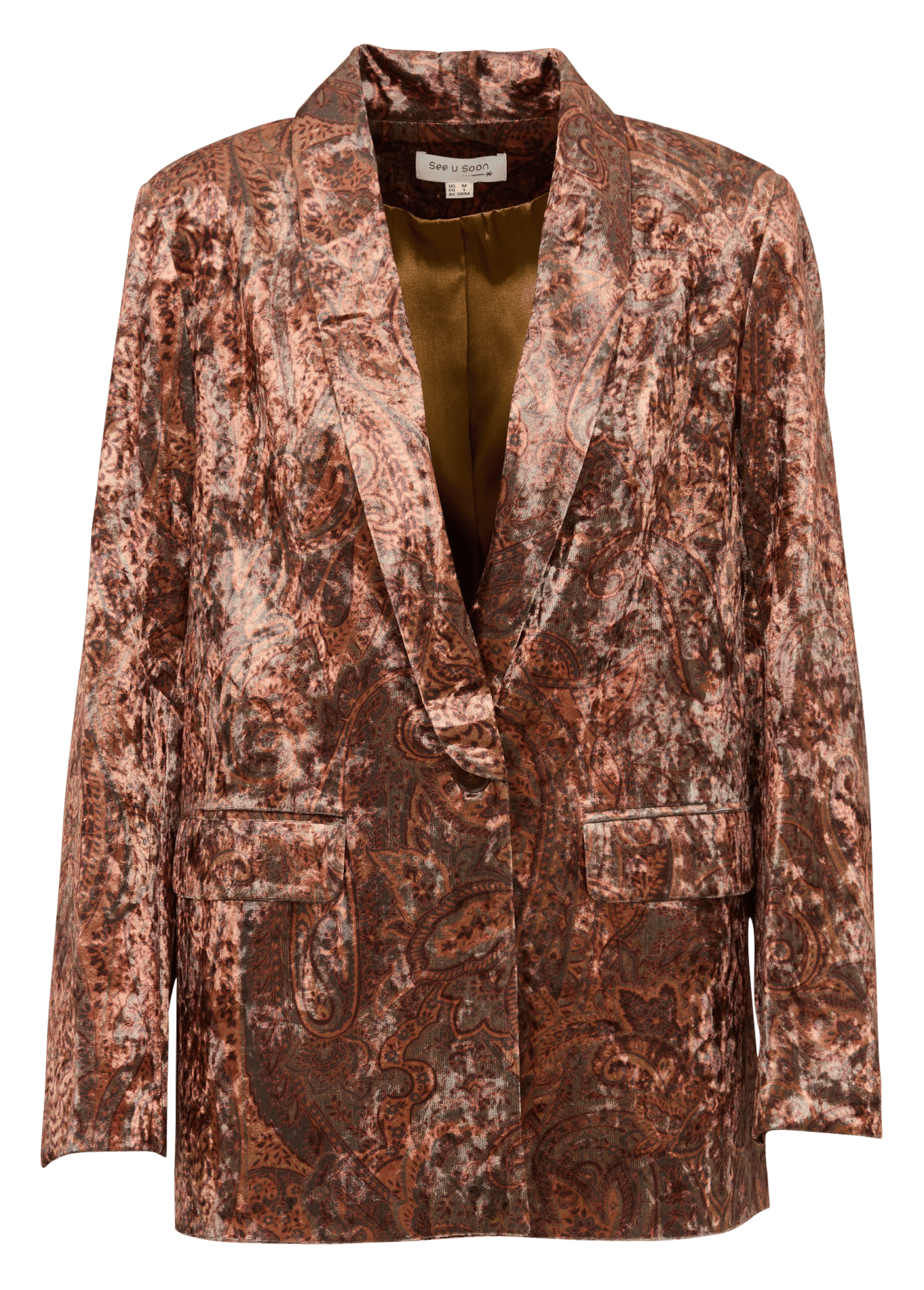 Gerade geschnittener Blazer mit Muster SEE U SOON Khaki