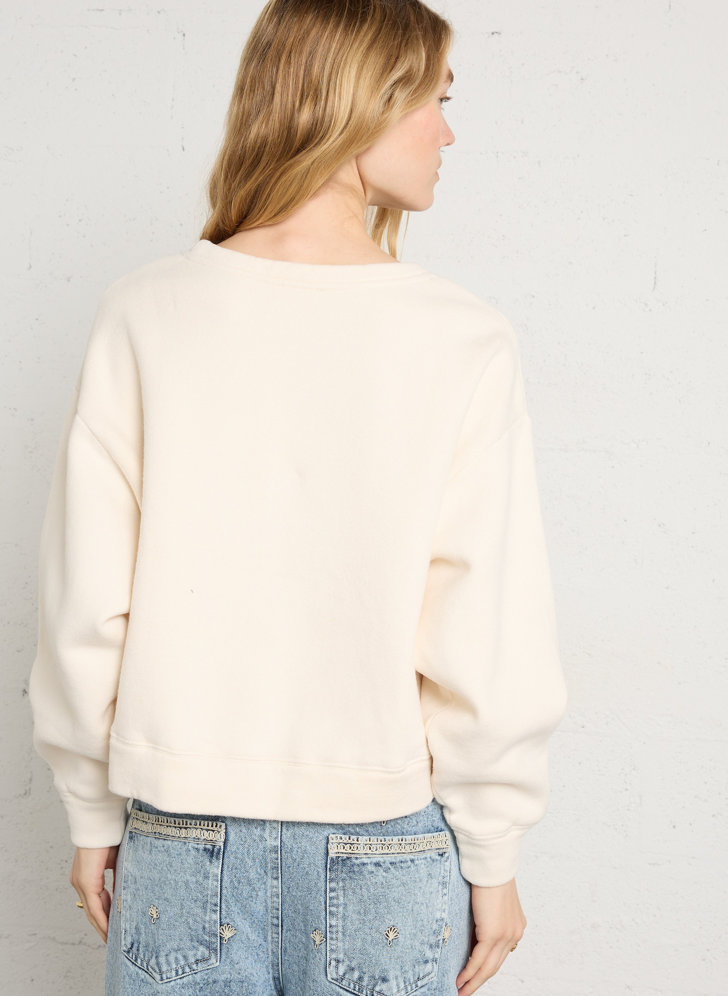 Gerade geschnittenes Sweatshirt aus Bio-Baumwoll-Mix AMERICAN VINTAGE Beige