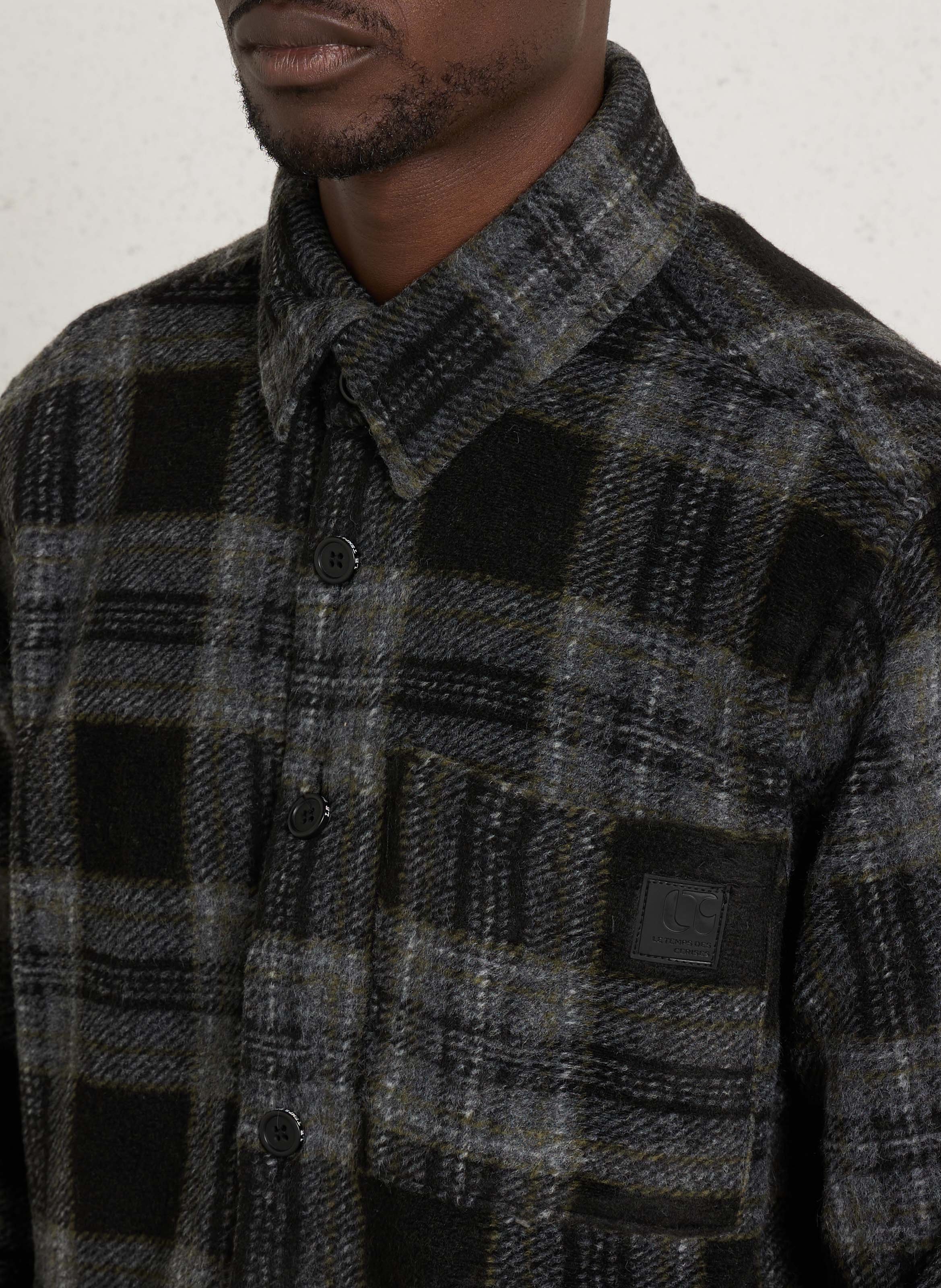 Checkered overshirt with classic collar LE TEMPS DES CERISES White