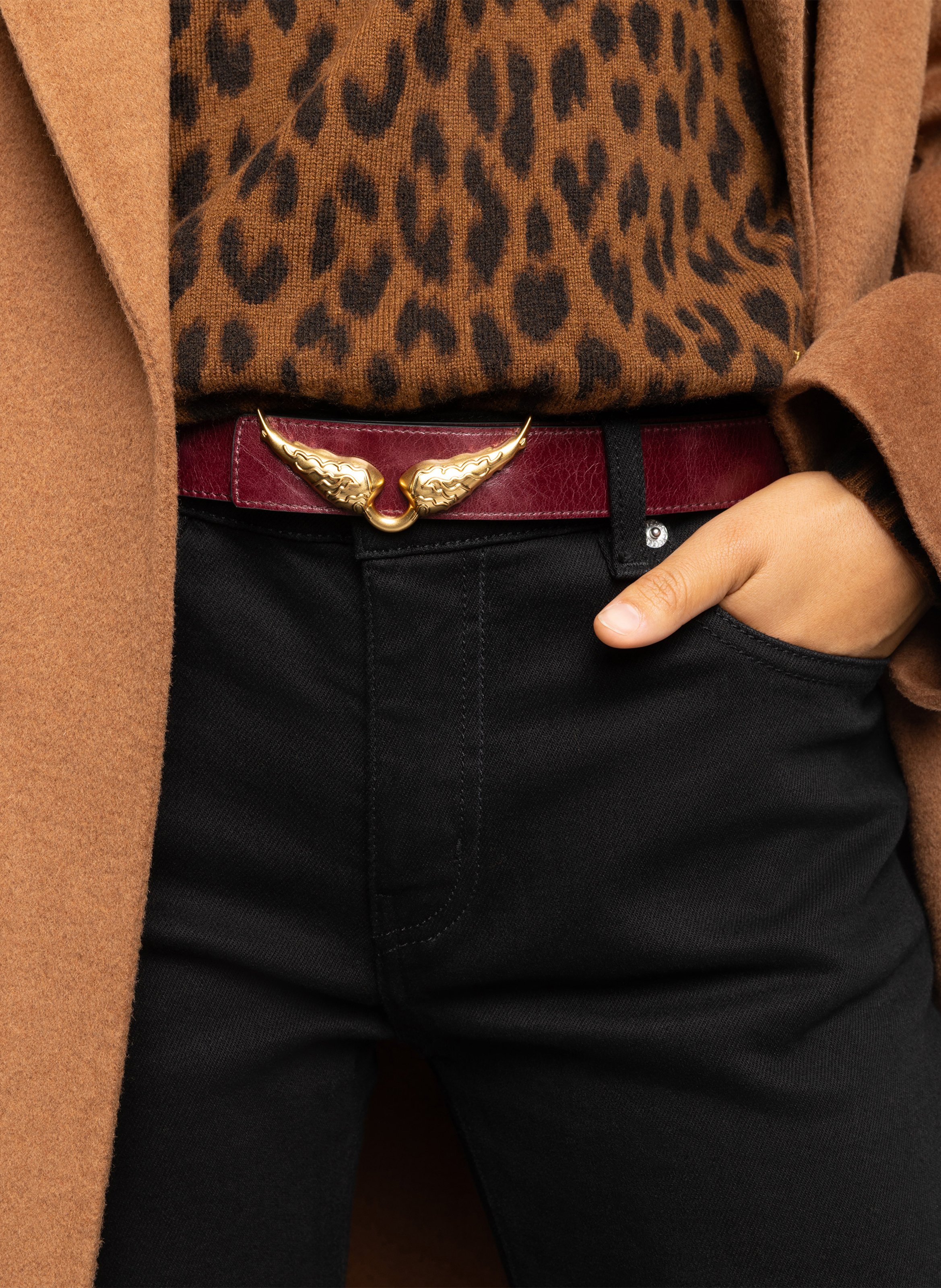Reversible leather belt ZADIG&VOLTAIRE Purple