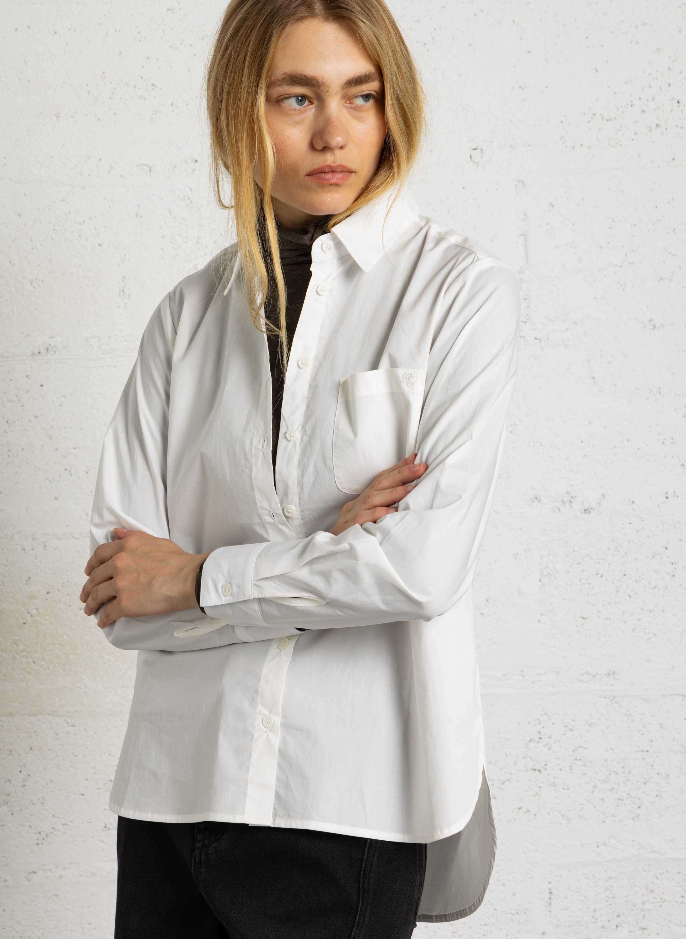 Effen blouse met klassieke kraag recht model LA PETITE ETOILE