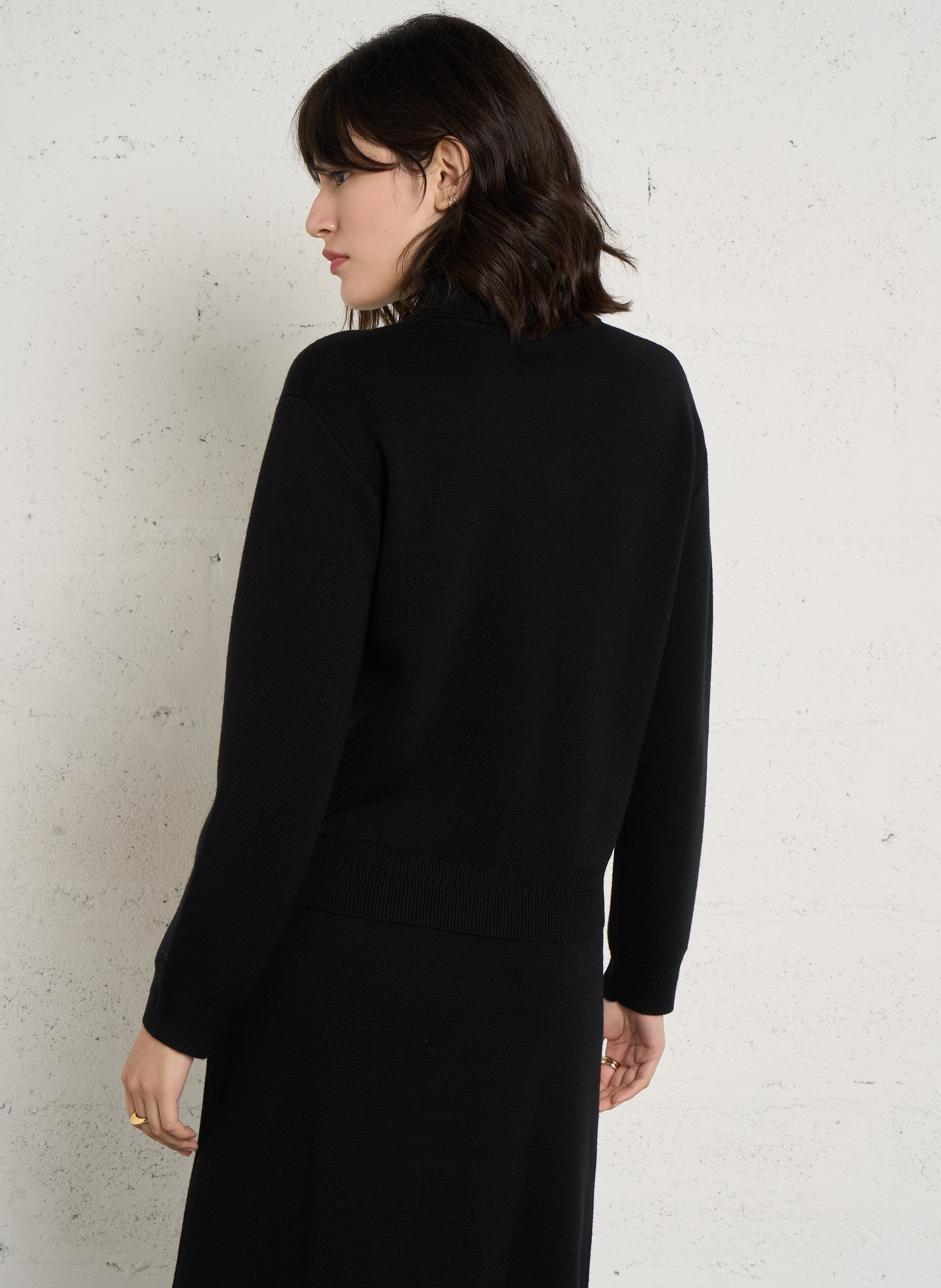 Pull droit col classique en laine MAISON 123 Noir