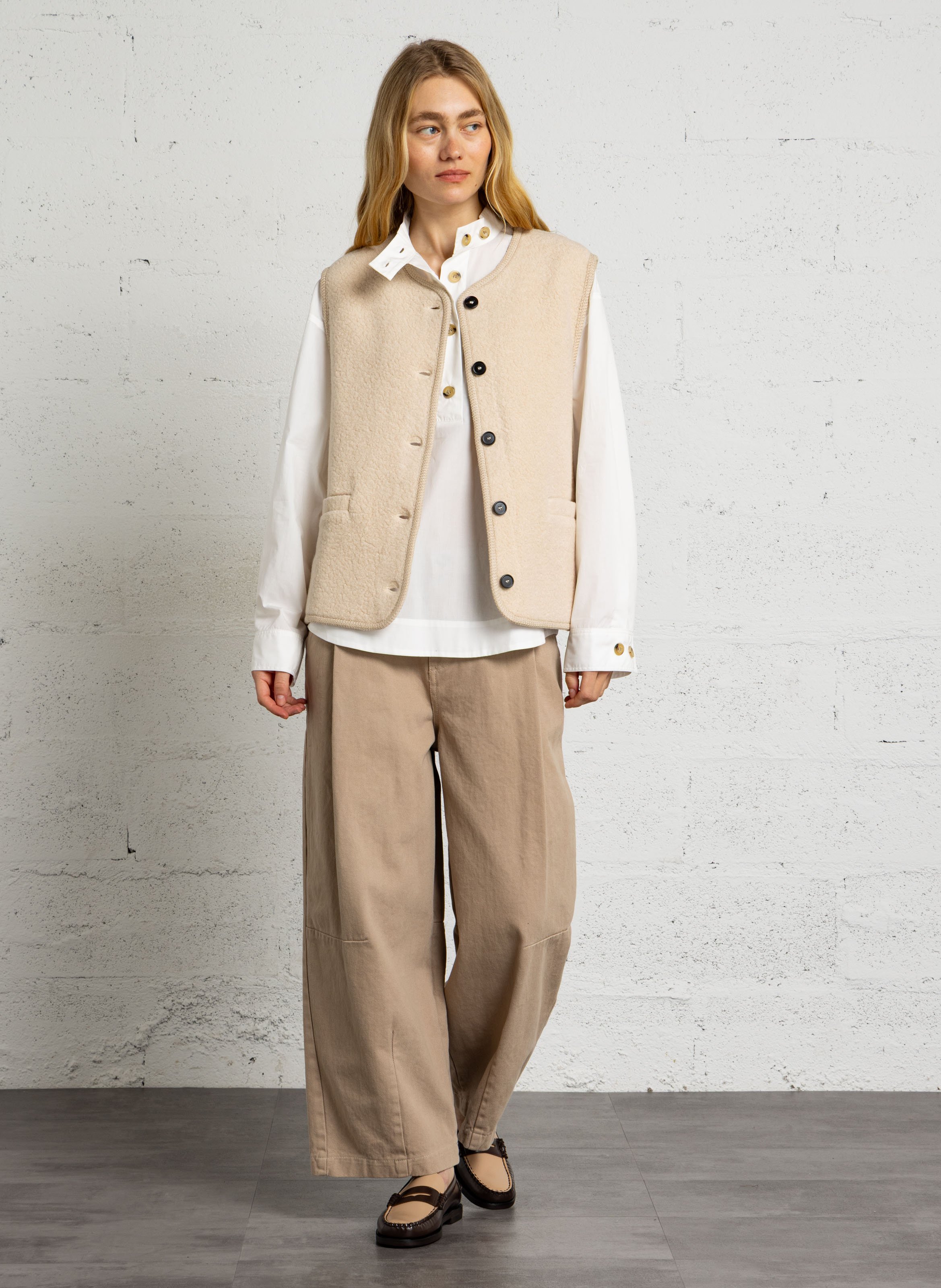Strickjacke aus Woll-Mix mit Rundhalsausschnitt | Beige RUE DE TOKYO Damen