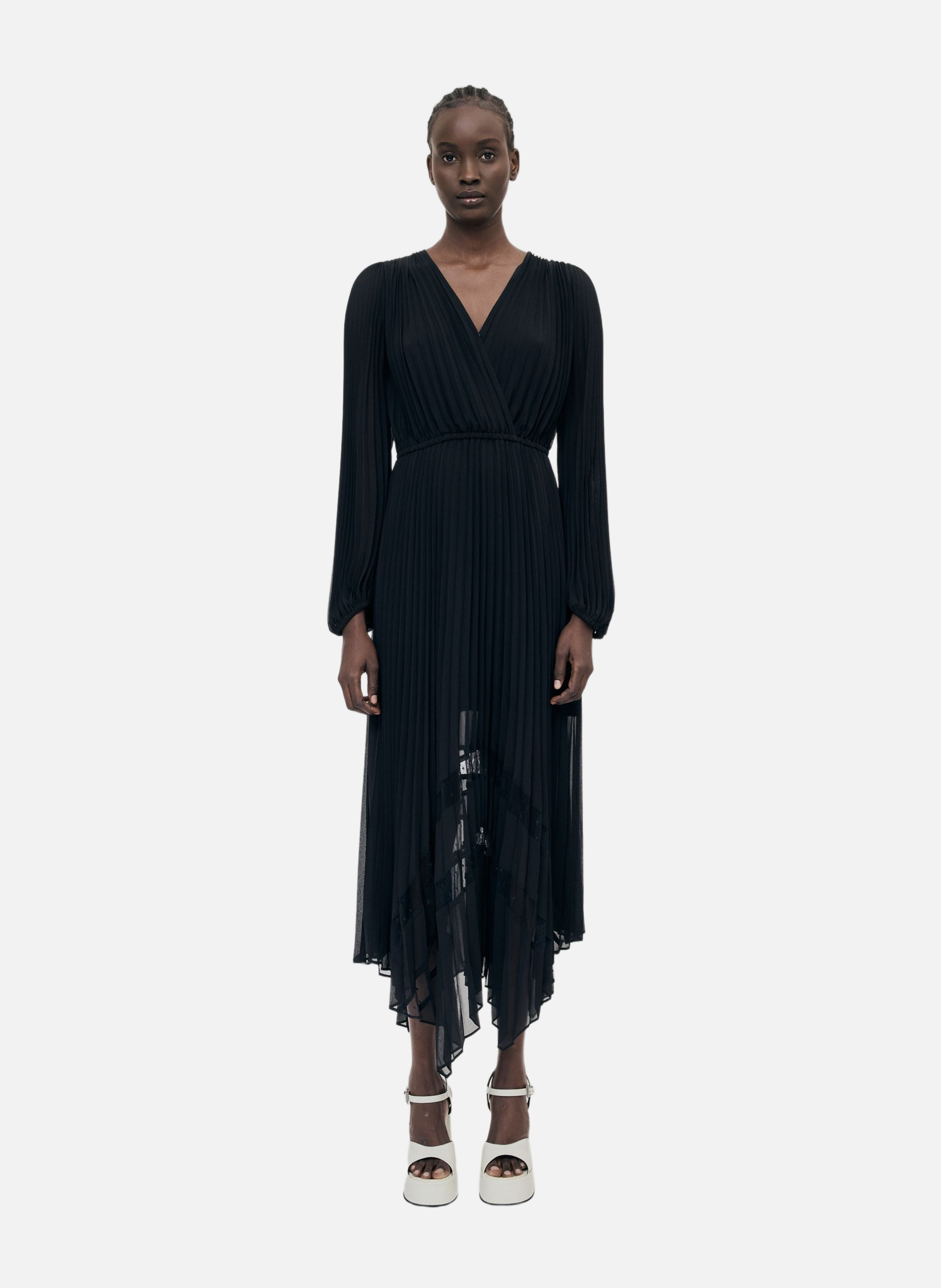 Long fluid dress with lace detail THE KOOPLES Black