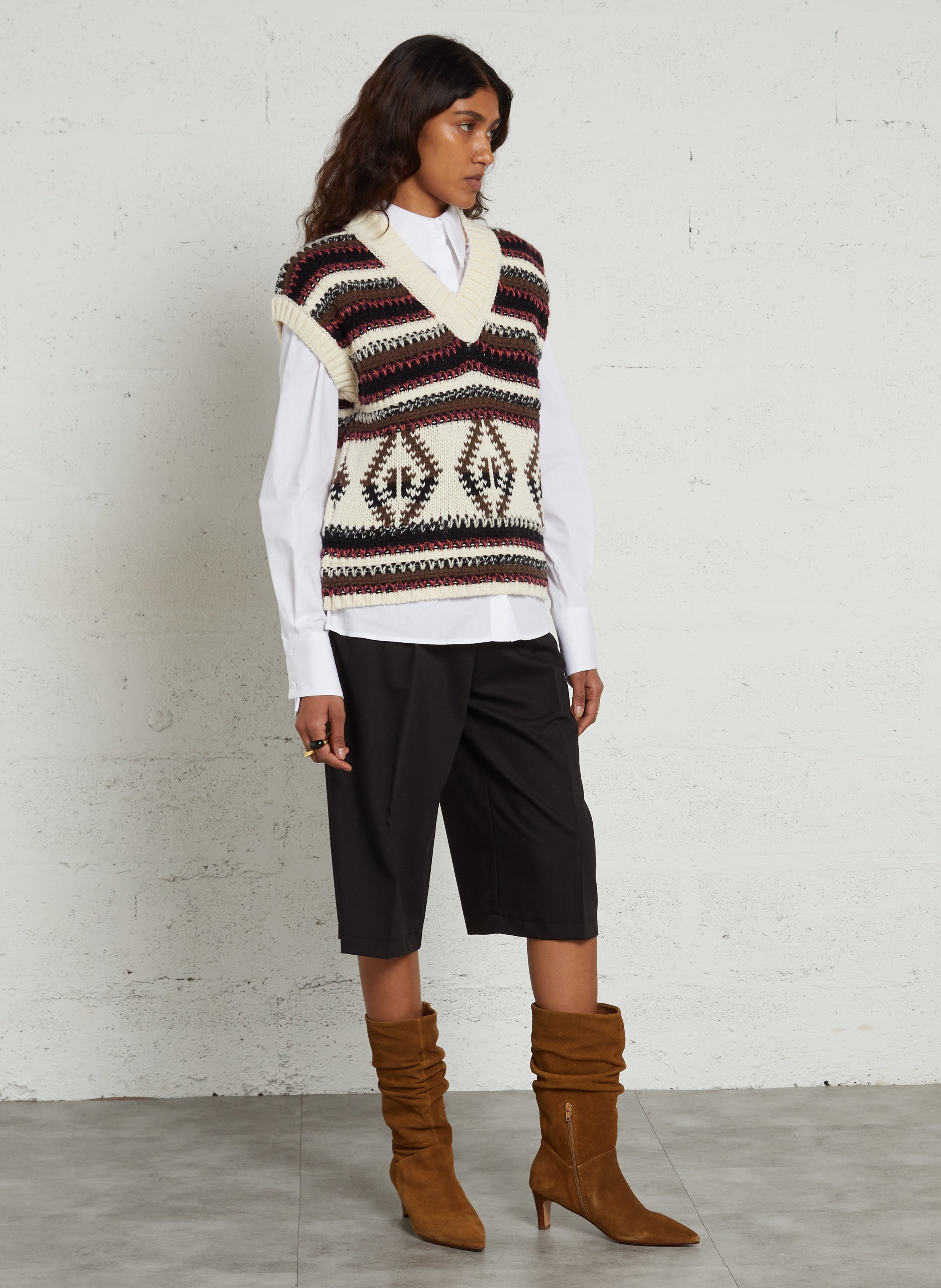 Weit geschnittener Pullover mit V-Ausschnitt MAISON 123 Weiss