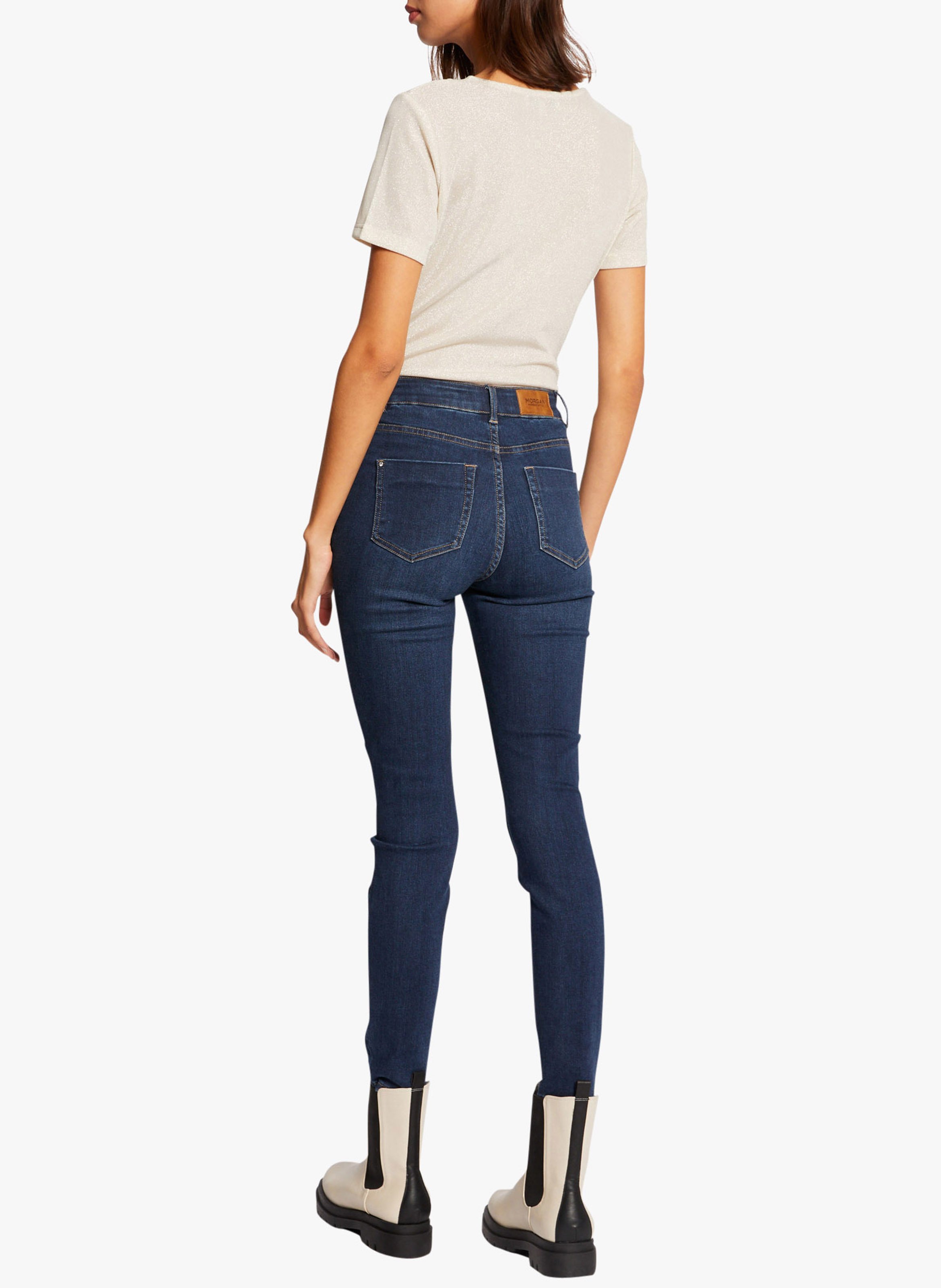 Tee-shirt col V métallisé MORGAN Beige