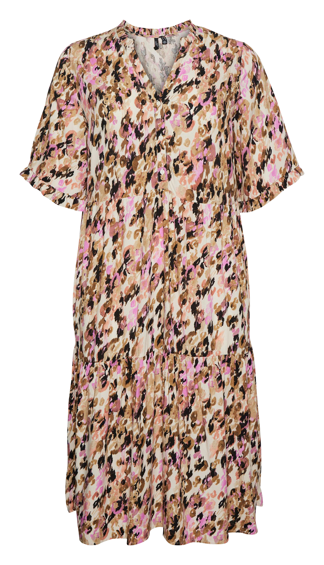 V-neck straight-cut printed dress VERO MODA CURVE Multicolored