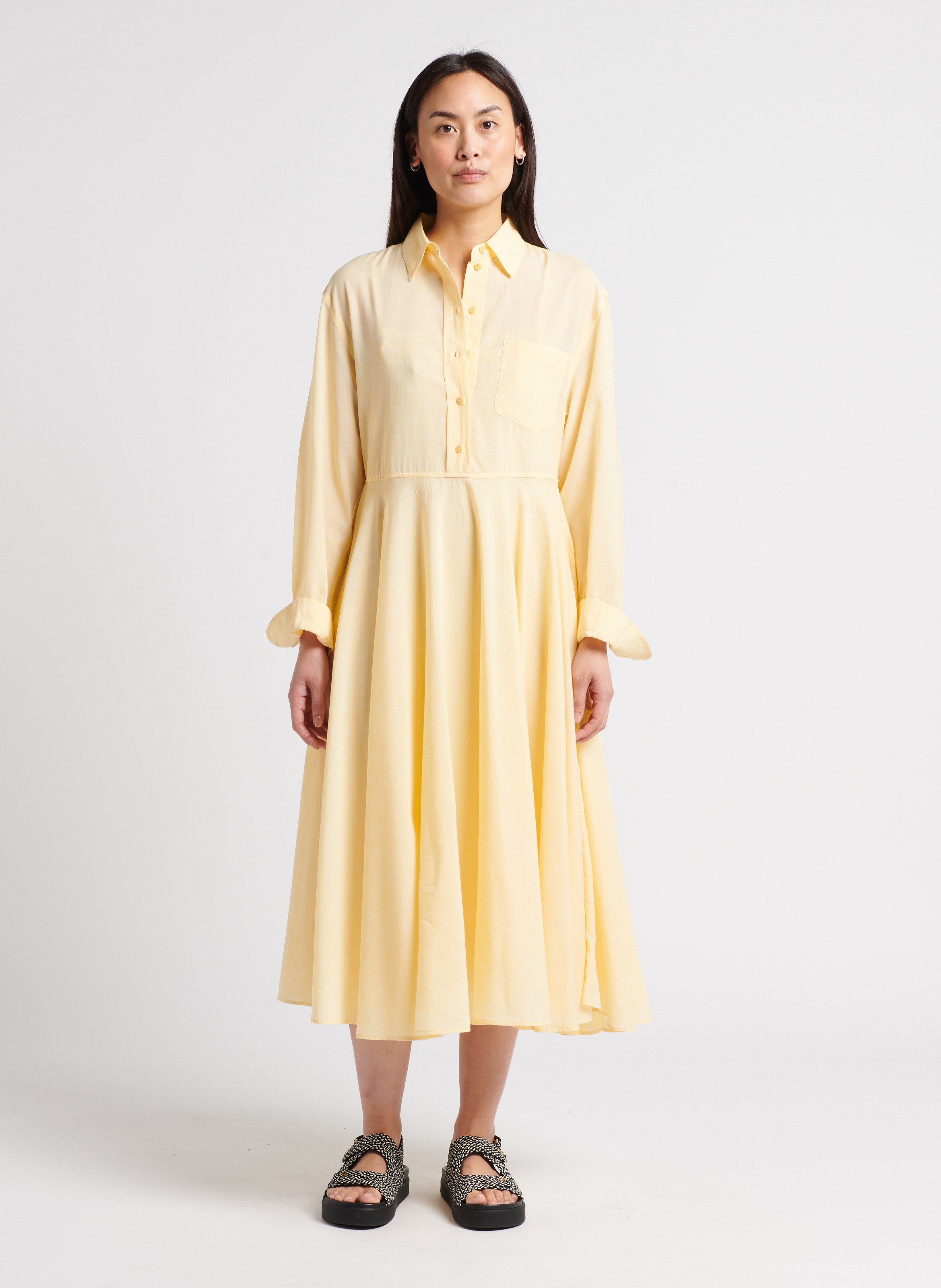 Hemd-Kleid aus Baumwollvoile LAURENCE BRAS Gelb