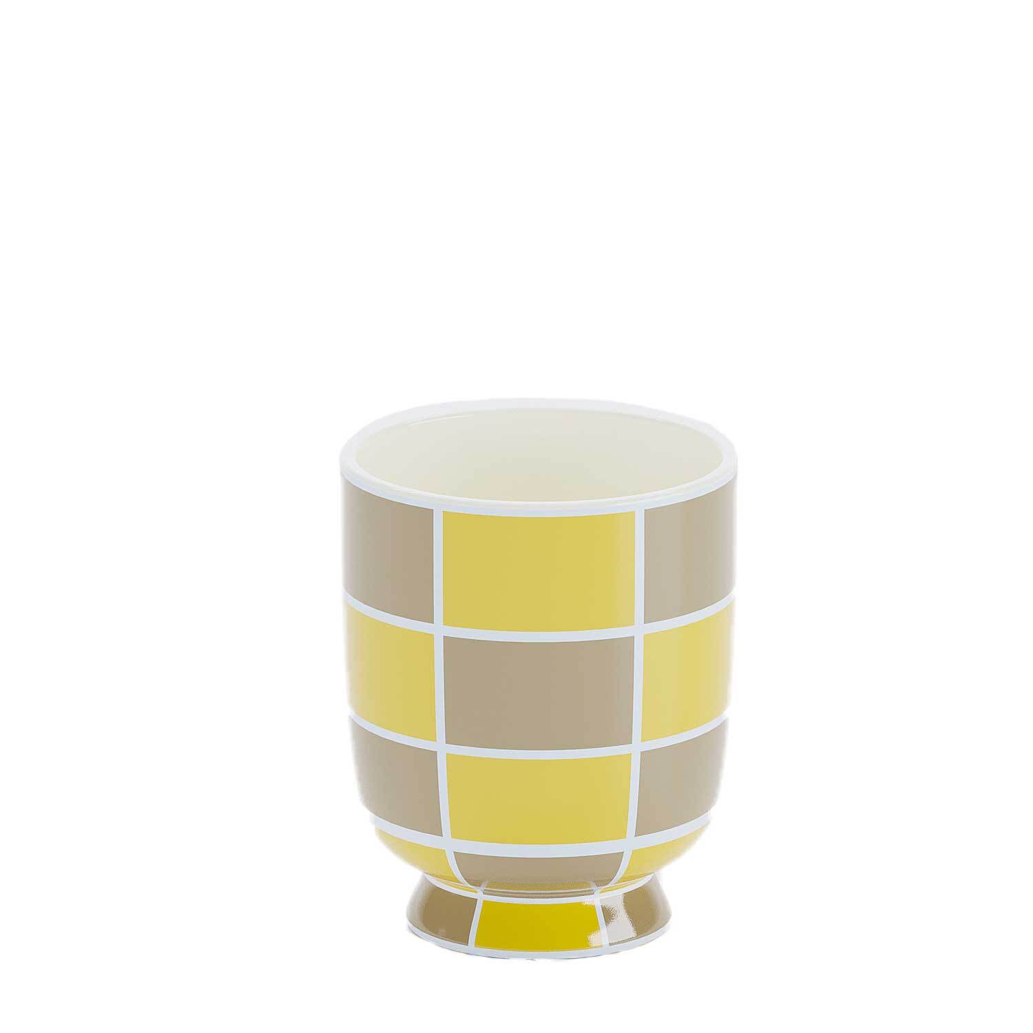 Checkered decorative ceramic vase POTIRON PARIS Yellow