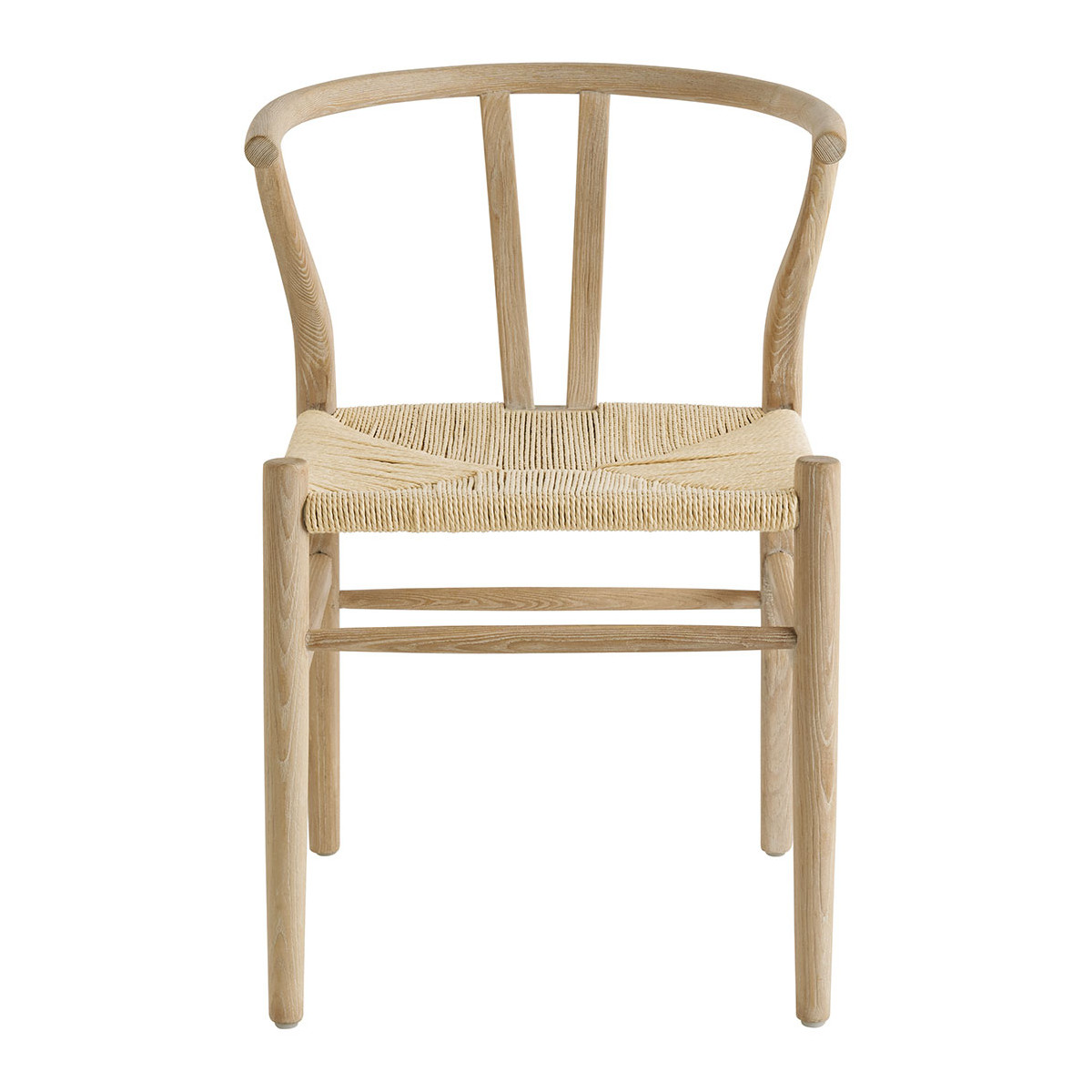 Whitened natural ash wood chair BLANC D'IVOIRE Beige