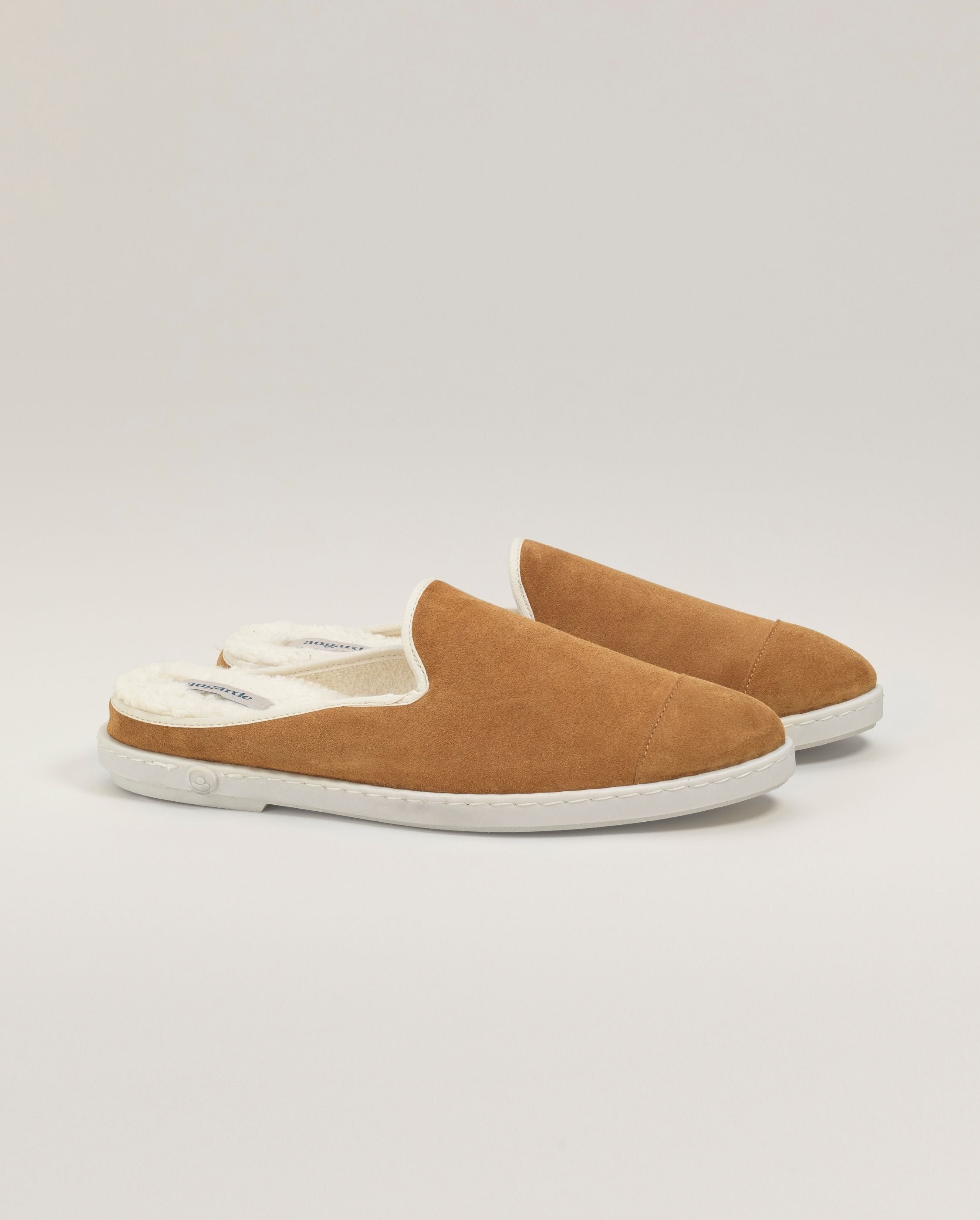 Men's leather mule, camel ANGARDE Brown