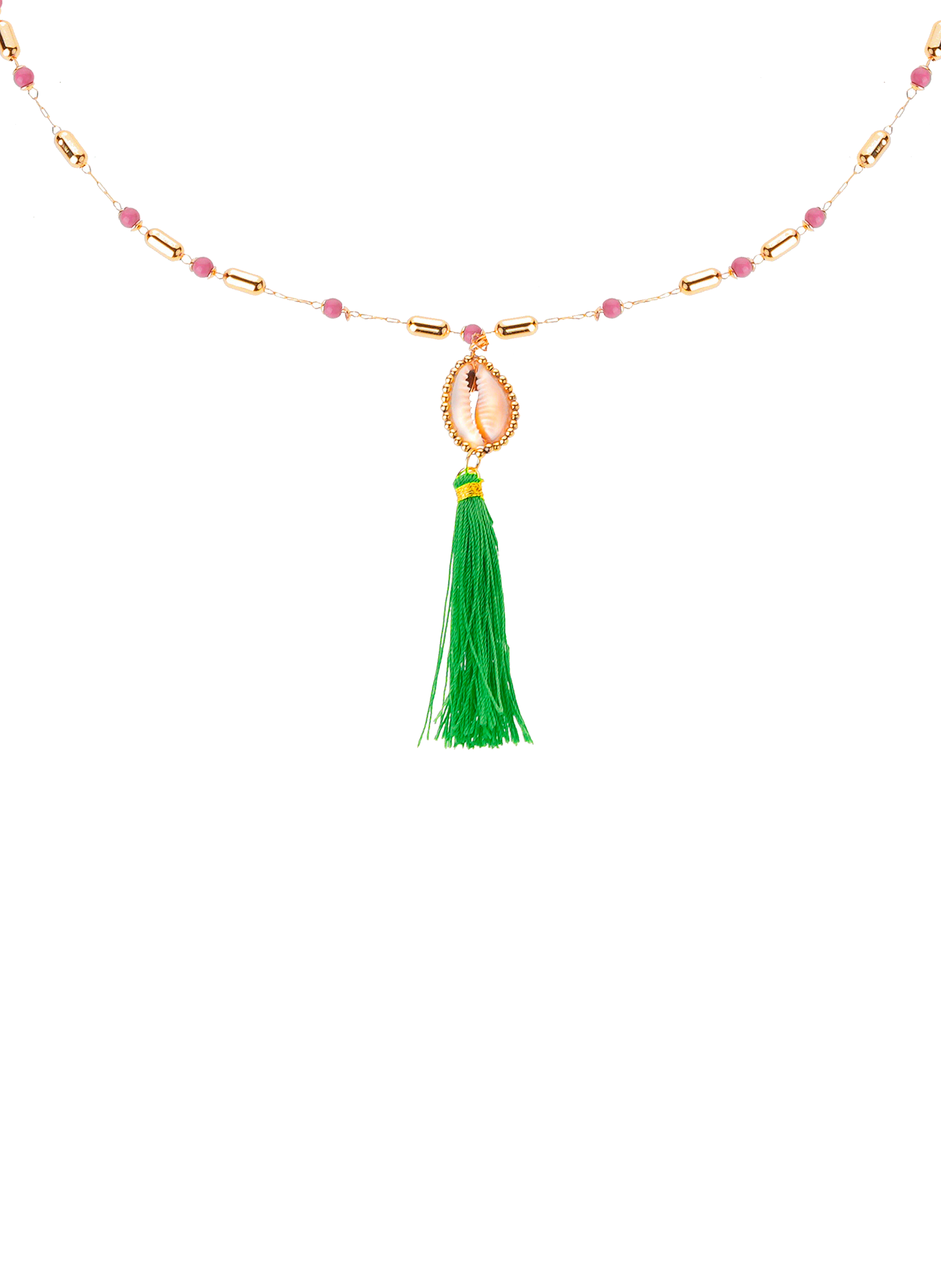 Necklace with beads and tassel pendant HIPANEMA Pink