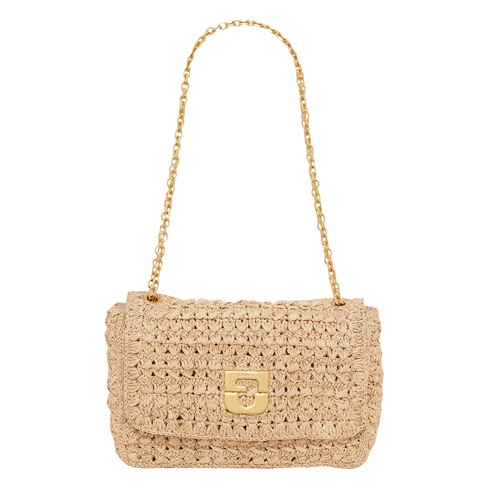 Sac bandoulière à rabat en raphia GERARD DAREL Beige