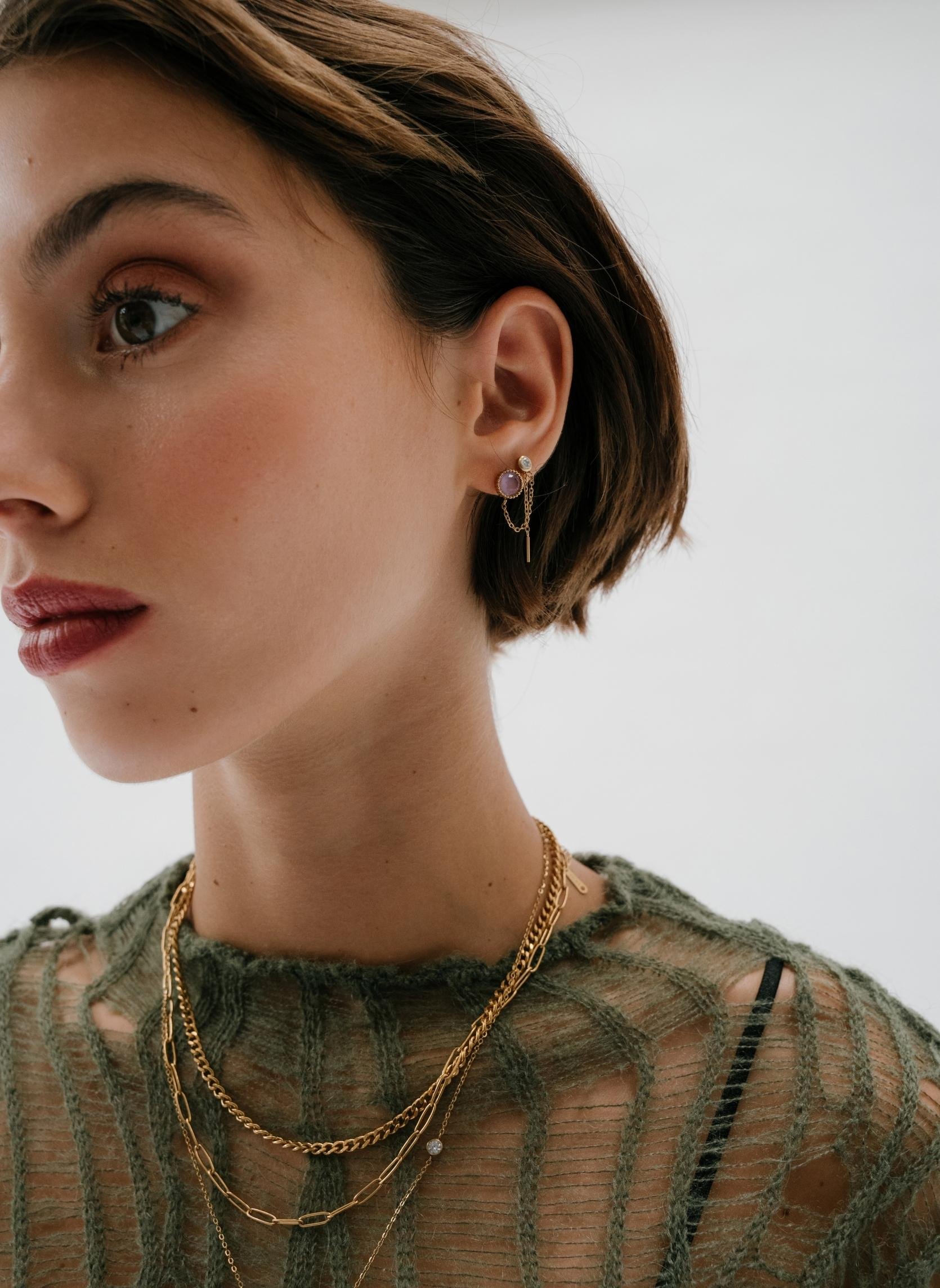 CHLORIS - Stainless steel earrings for pierced ears AEC Paris Purple