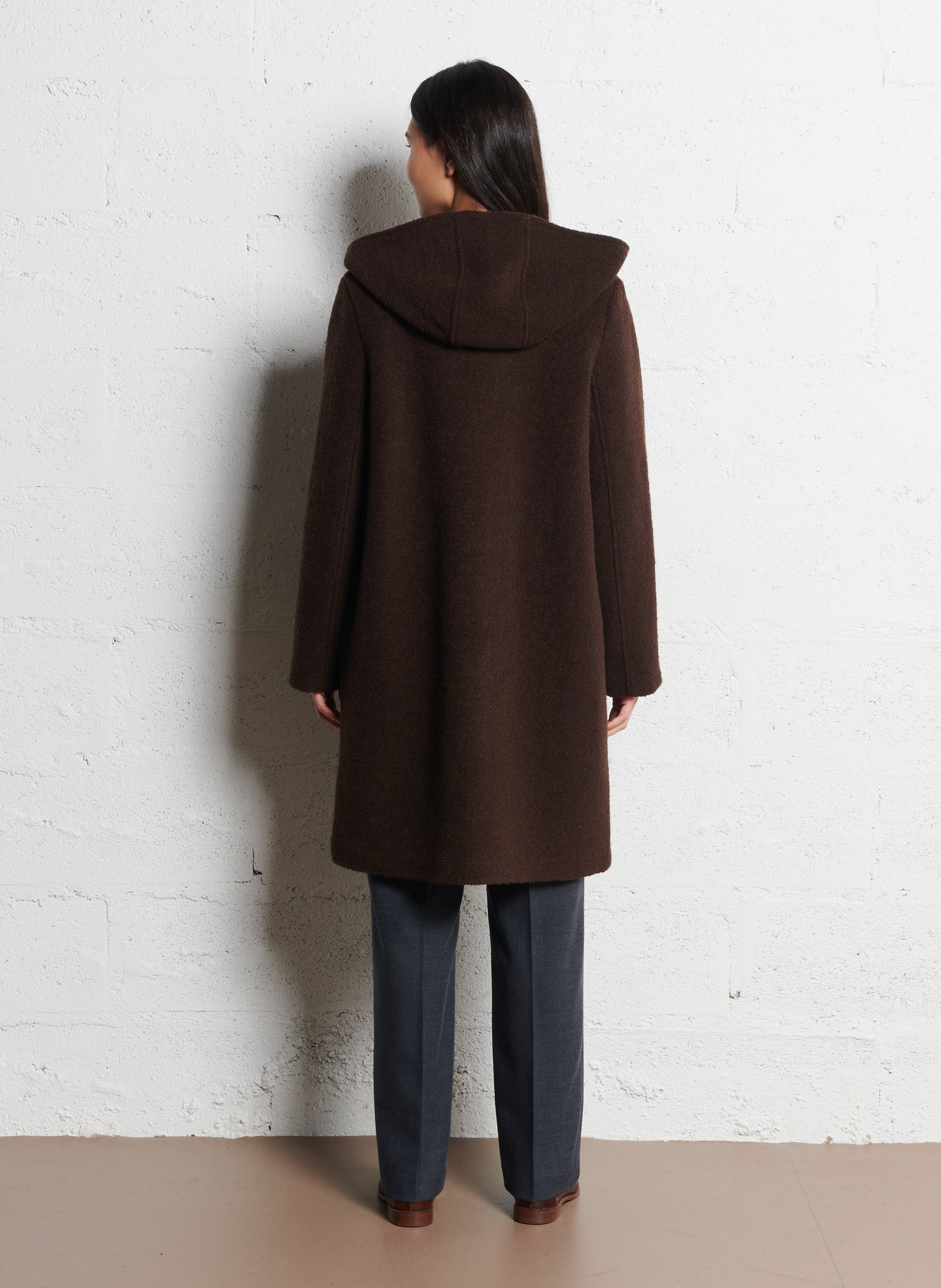 Manteau droit à capuche NICE THINGS Marron