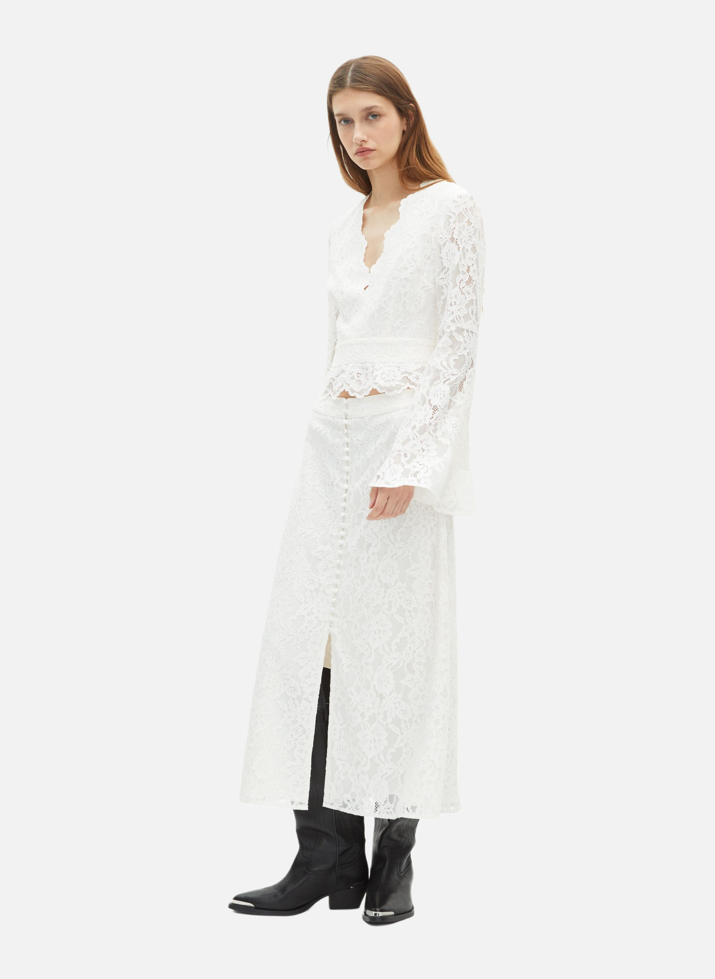 Flared sleeve lace top THE KOOPLES White
