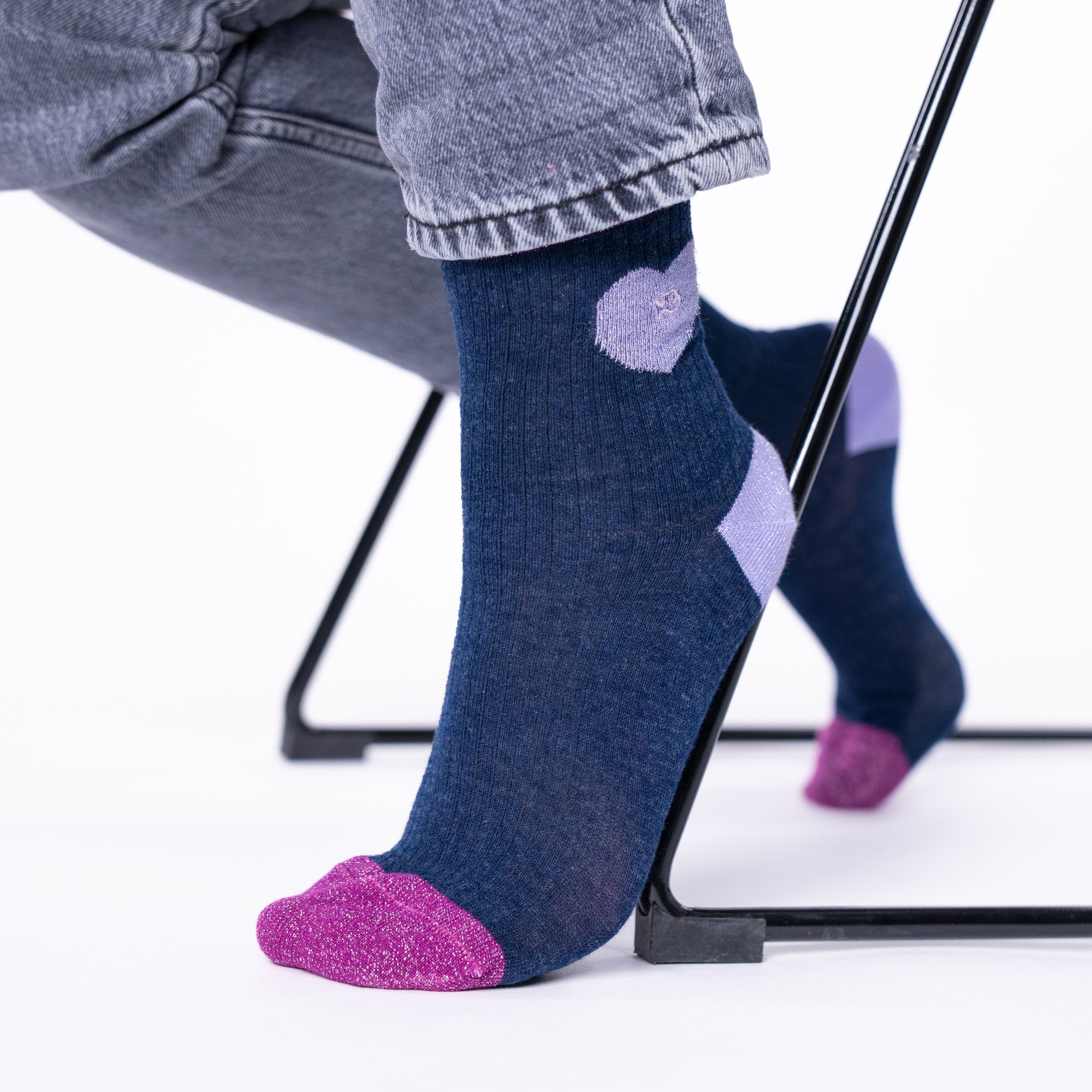 Combed cotton heart socks BILLYBELT Blue