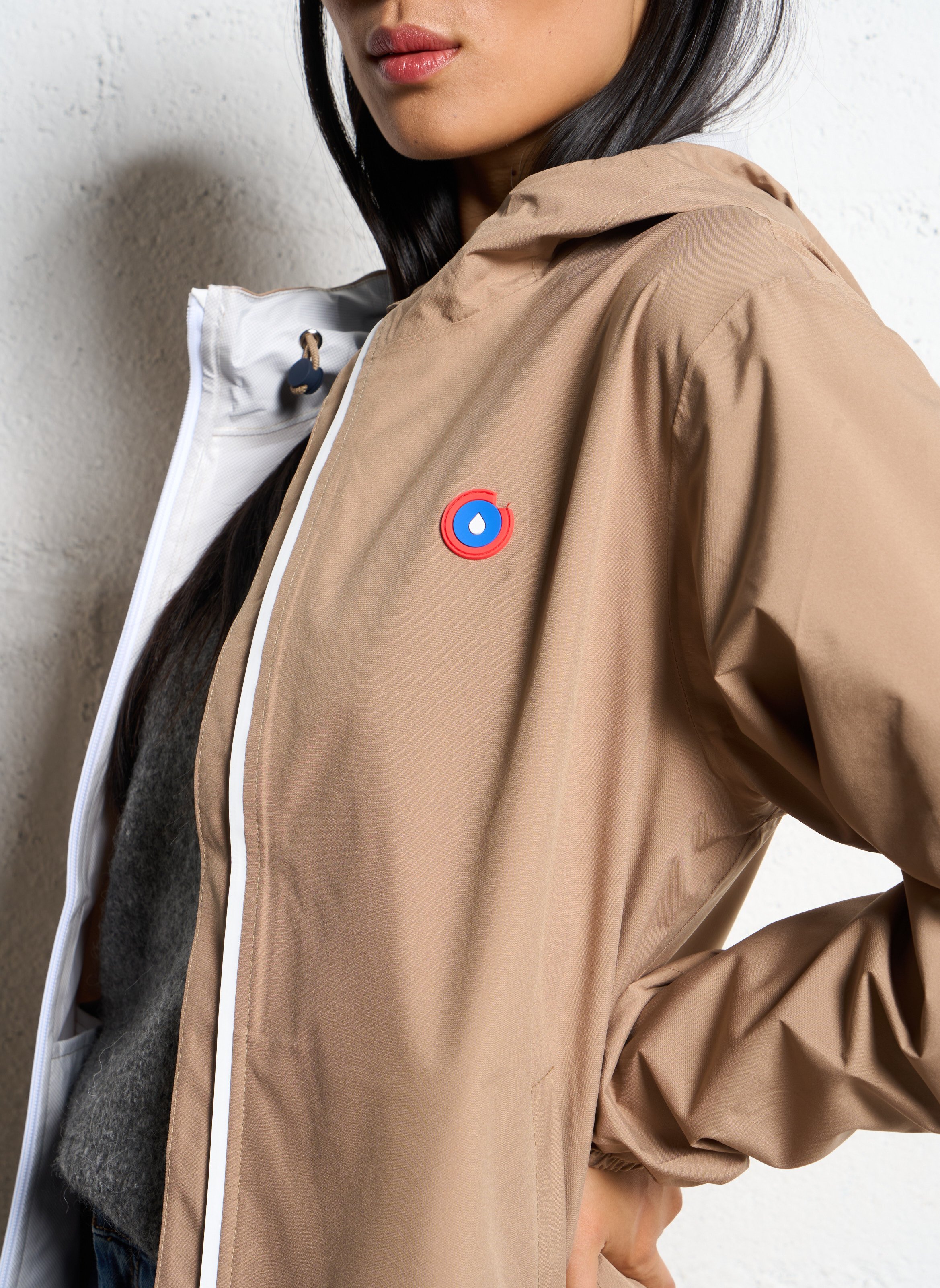 Imperméable court à capuche FLOTTE Beige