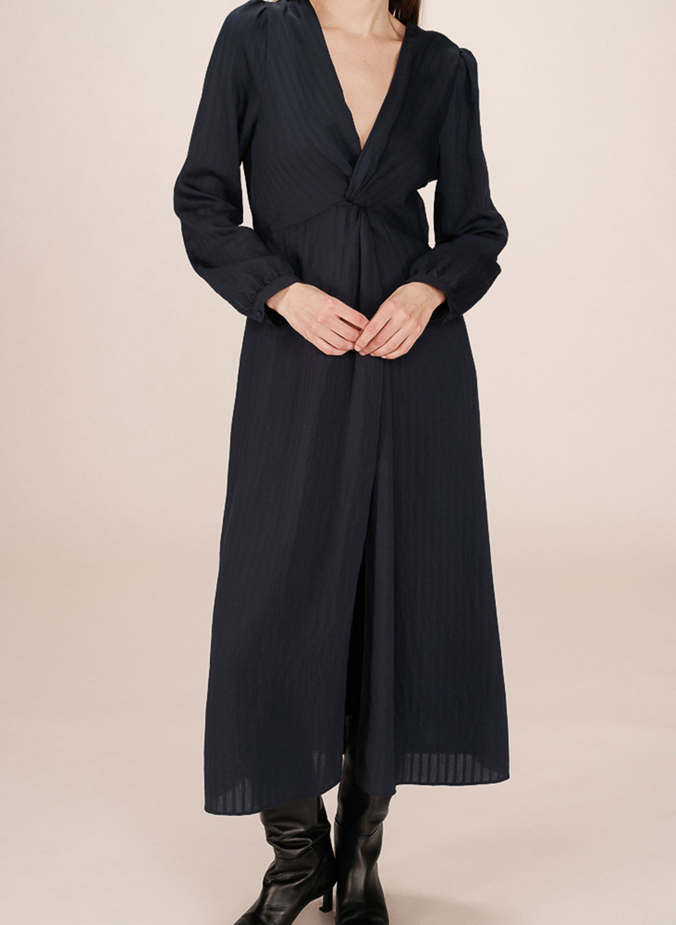 Long V-neck dress with twisted detail GRACE ET MILA Blue