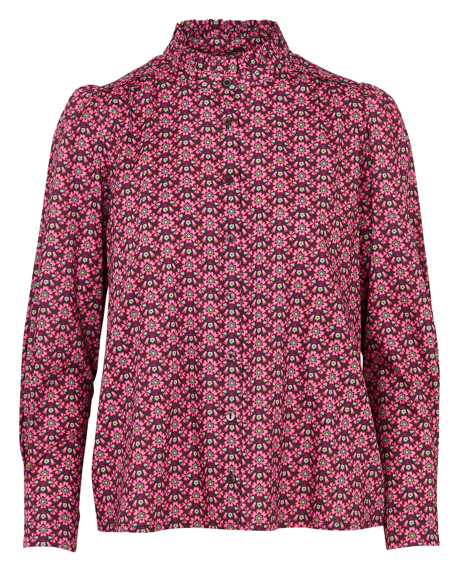 Chemise col montant imprimée COTELAC Rouge