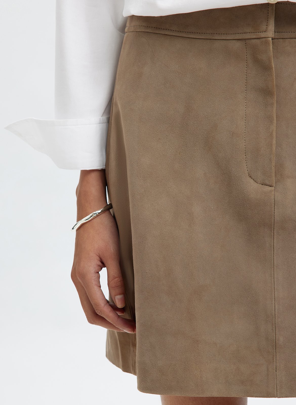 Short suede skirt SELECTED Grey