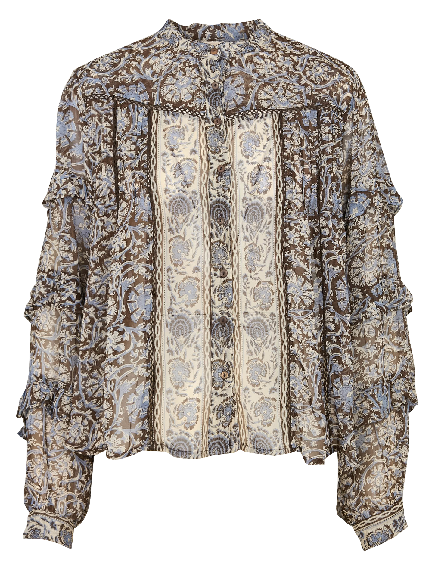 Floral print round-neck blouse MAISON HOTEL Blue