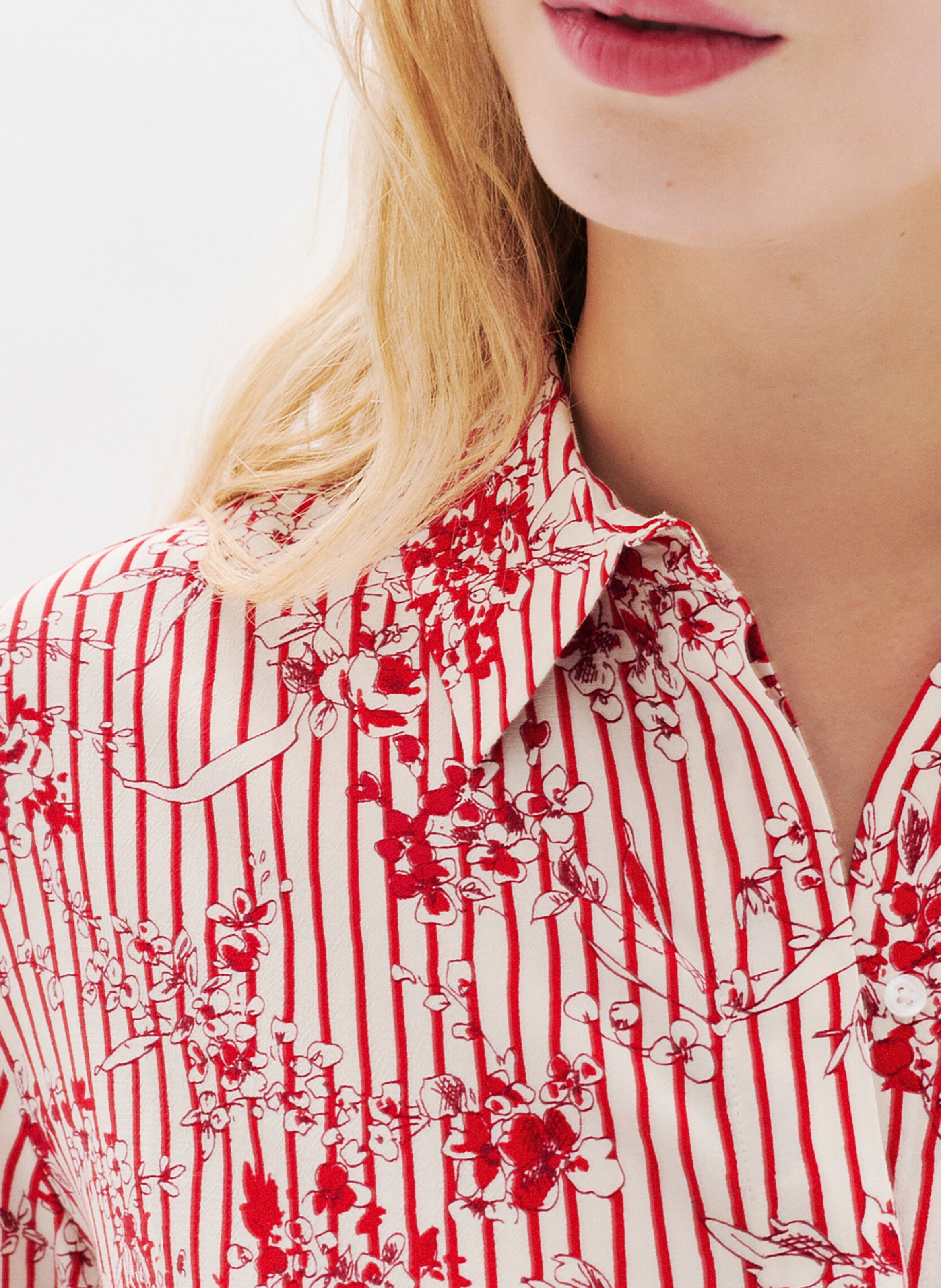 Chemise col classique imprimée CAROLL Beige