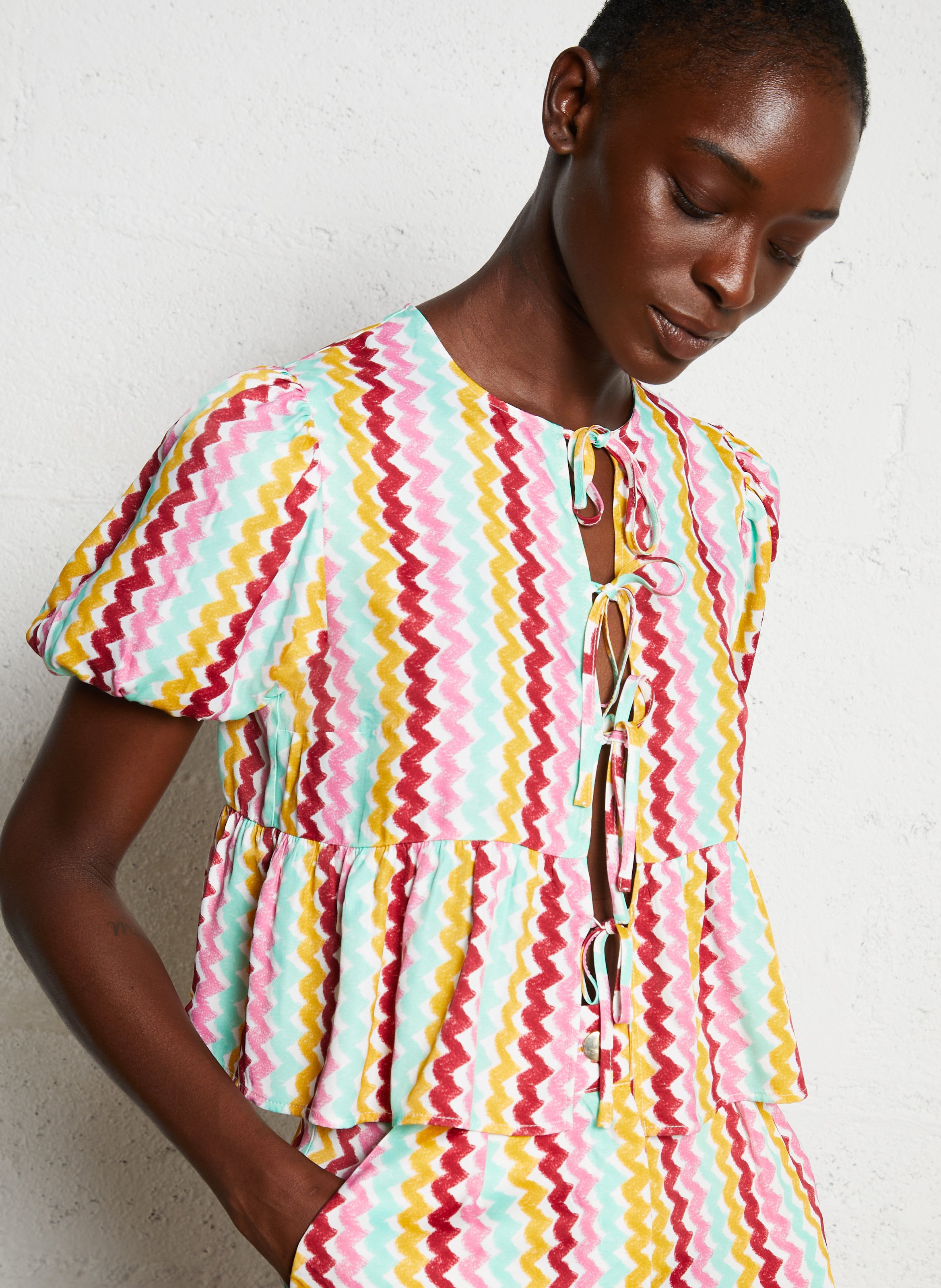 Top ample col rond ELISE CHALMIN Multicolore