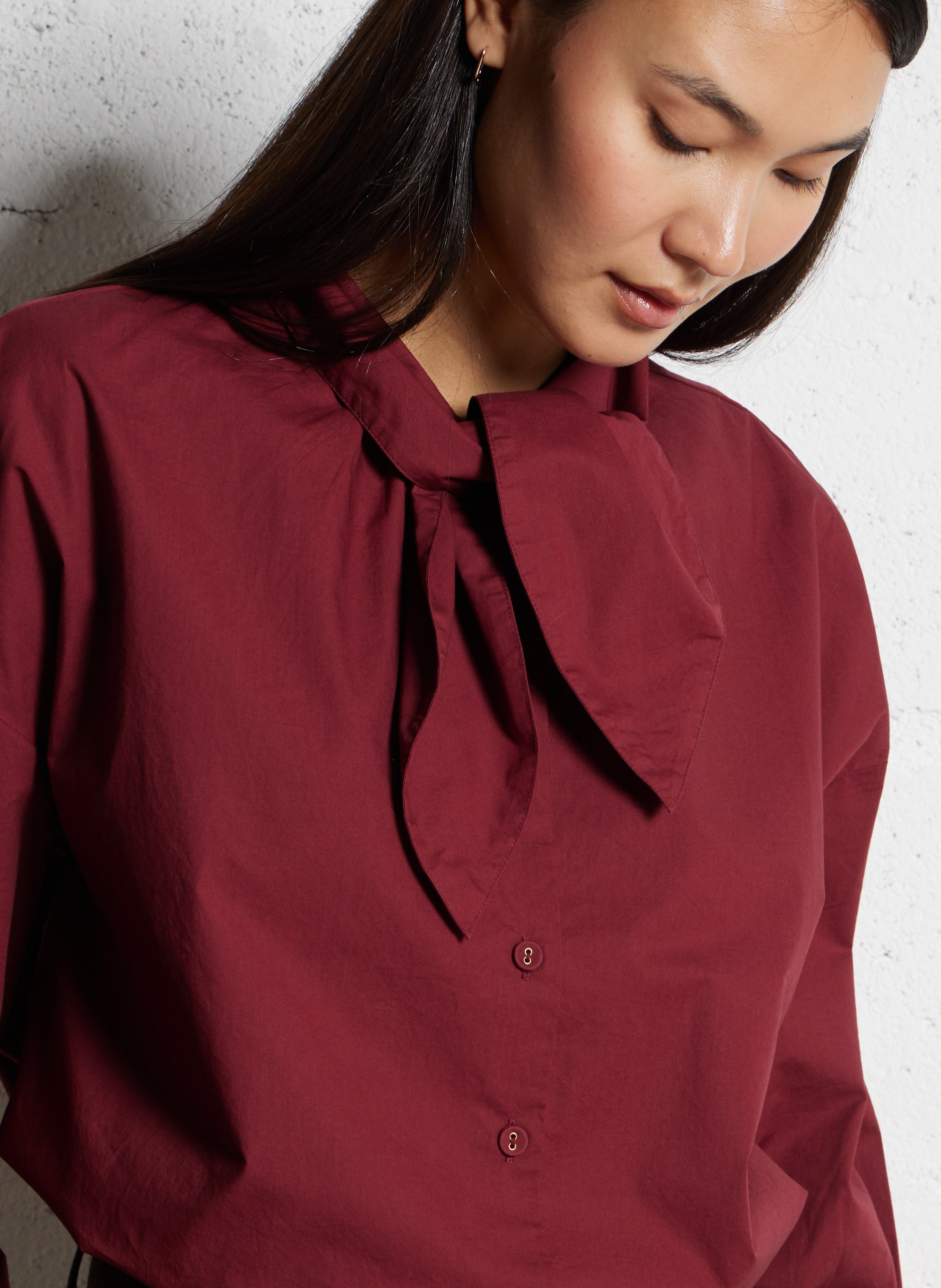 Cotton blouse with lavallière collar BELLEPIECE Purple