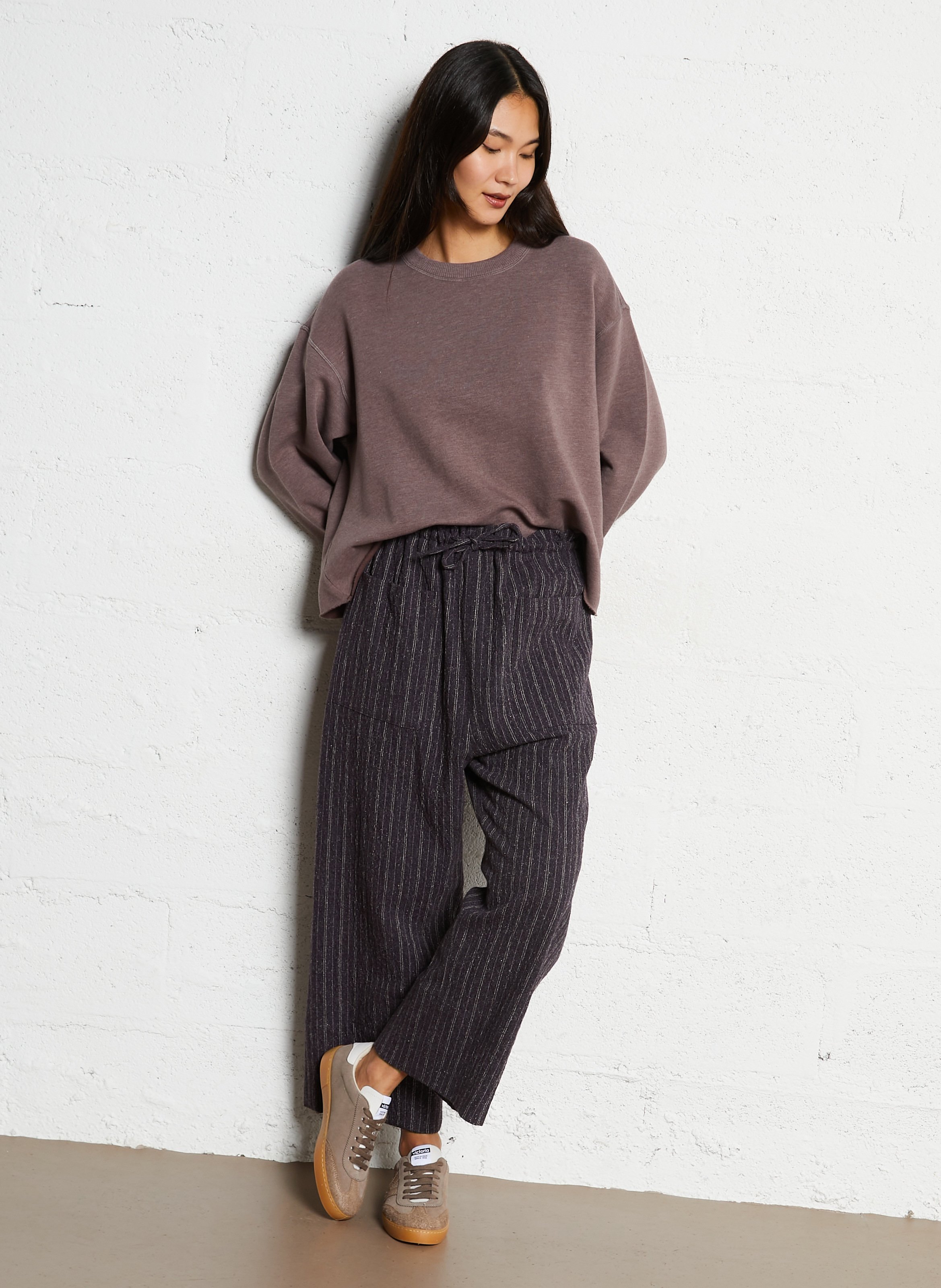 Pantalon large en laine mélangée HOD PARIS Violet