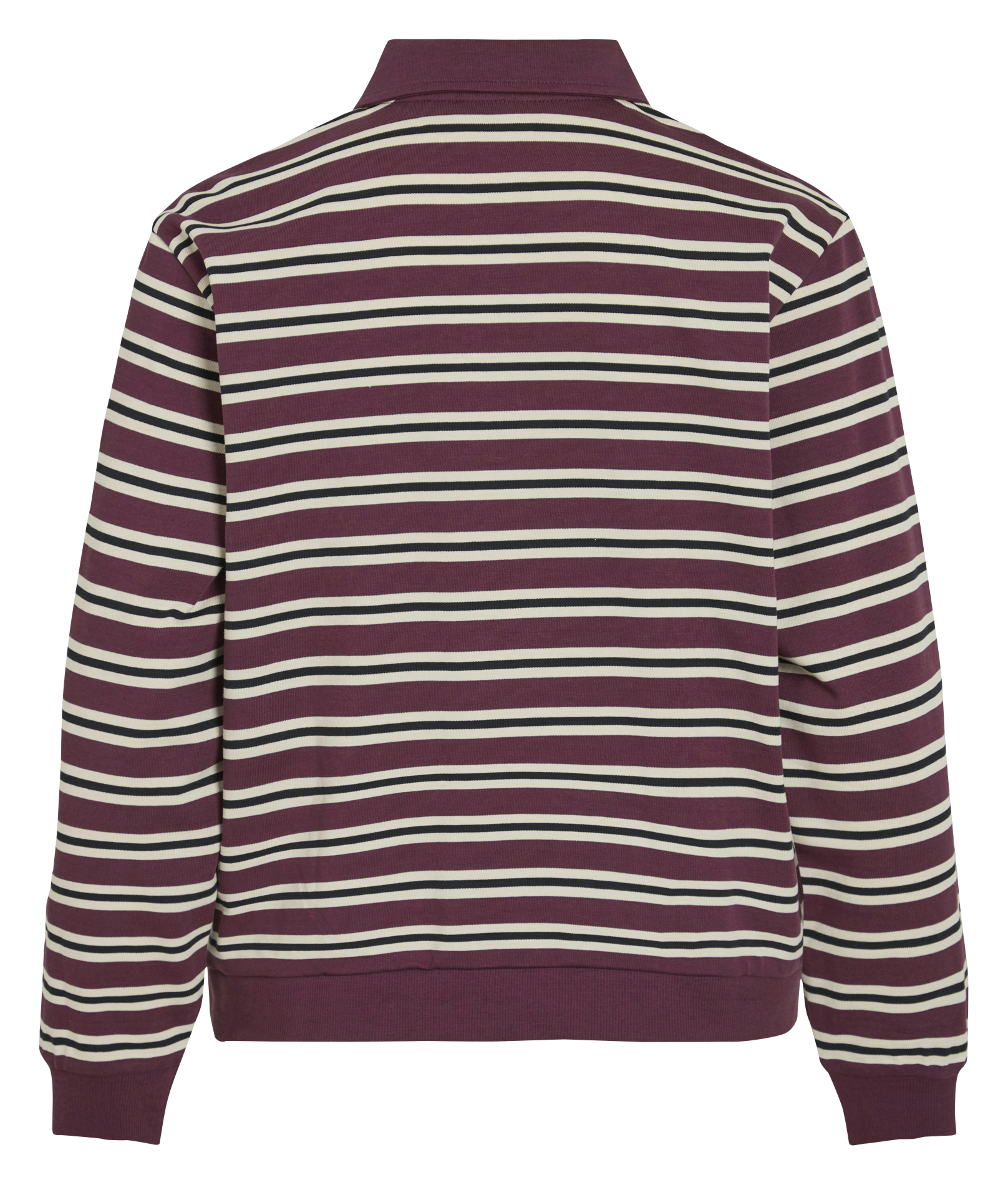 Striped straight fit cotton blend polo VILA Plums
