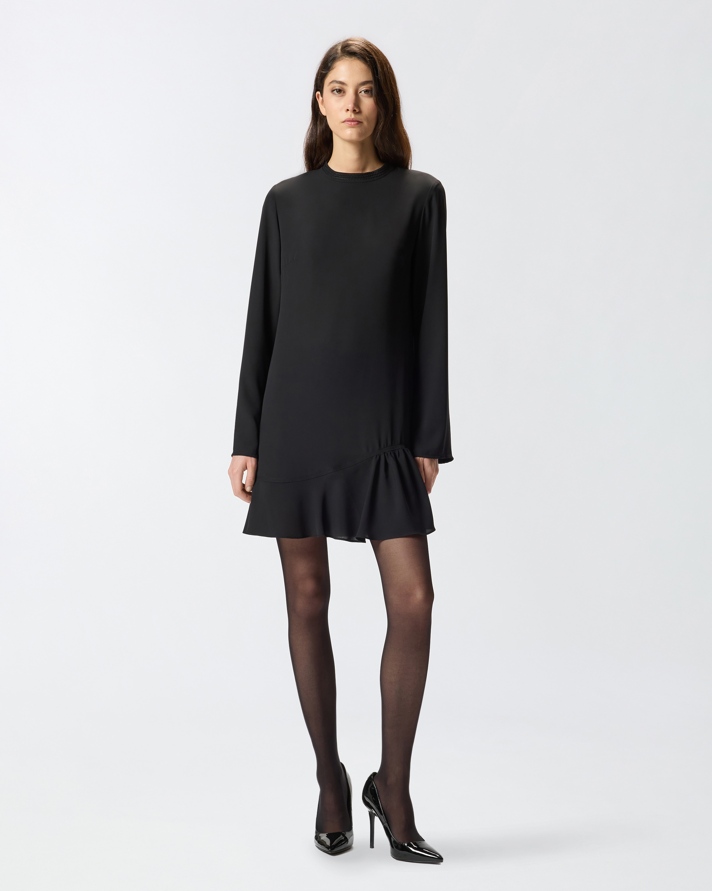 Short and flowy dress in technical crepe fabric PINKO Black