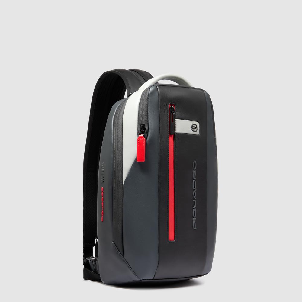 Chest bag for iPad® with RFID protection and AirPods® pocket, adaptable to backpack PIQUADRO Grey