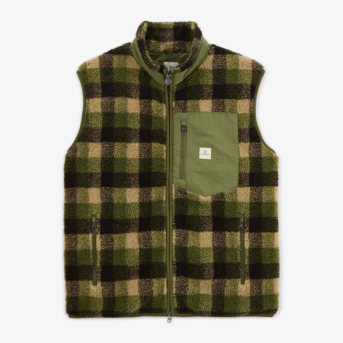 Sleeveless checkered fleece SERGE BLANCO Green