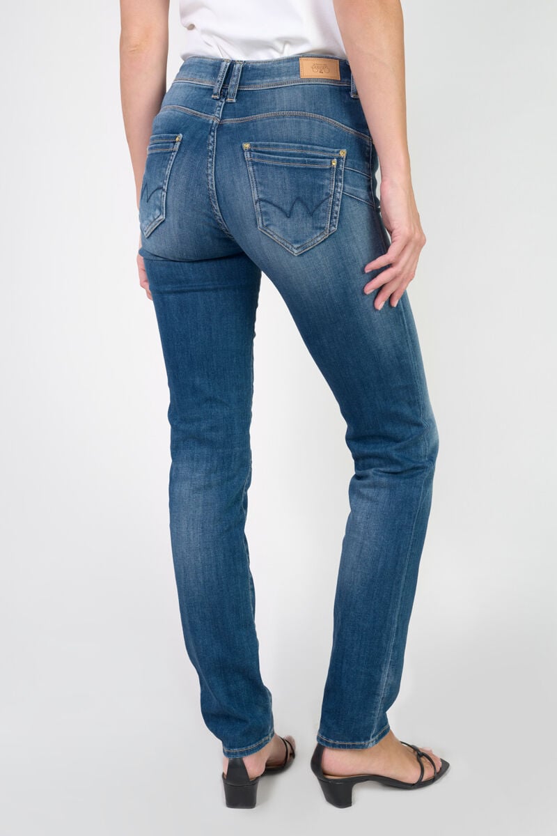 High-waisted straight push-up jeans, length 34 LE TEMPS DES CERISES Blue