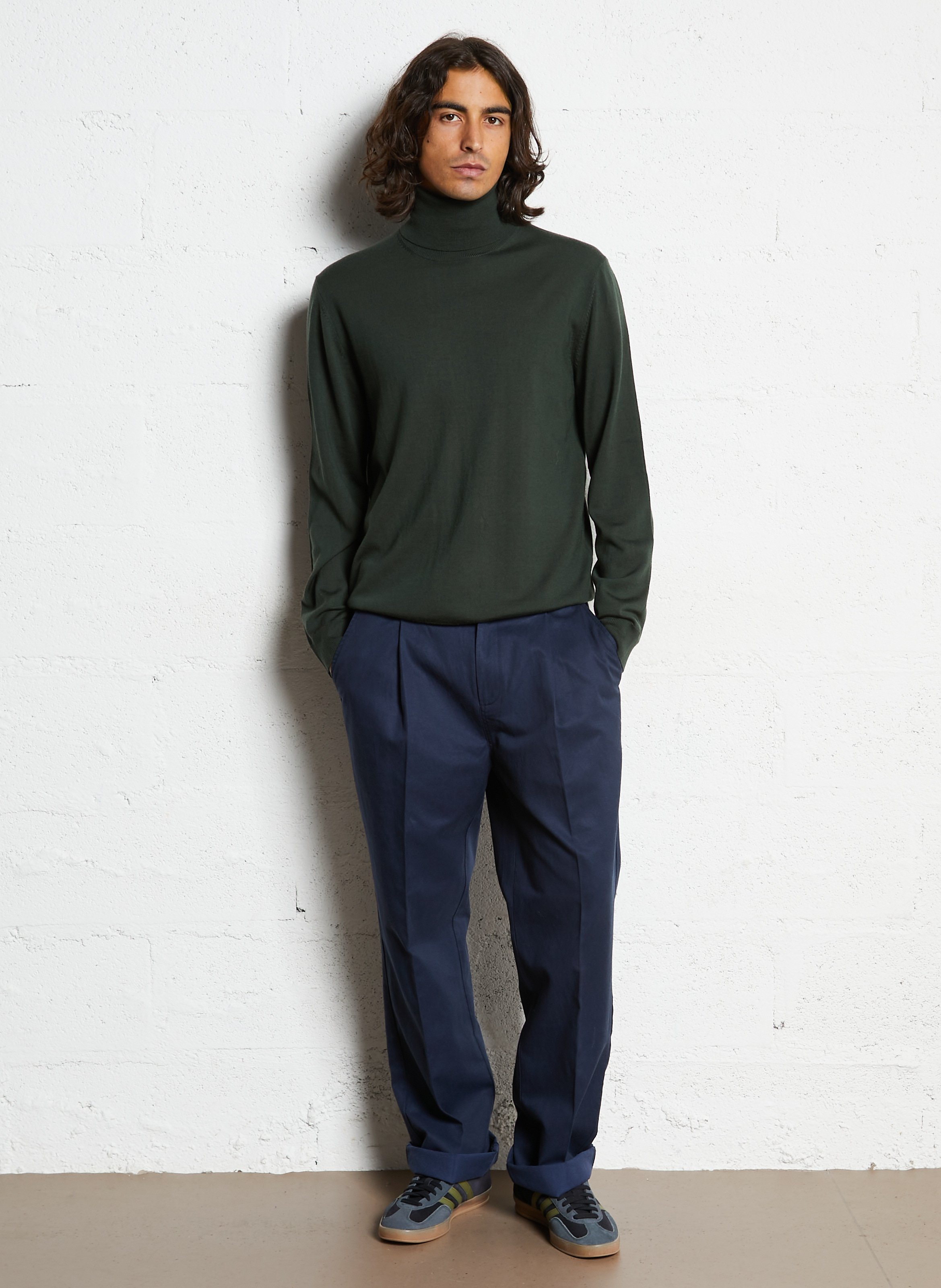 Straight merino wool turtleneck sweater AU PRINTEMPS PARIS Khaki