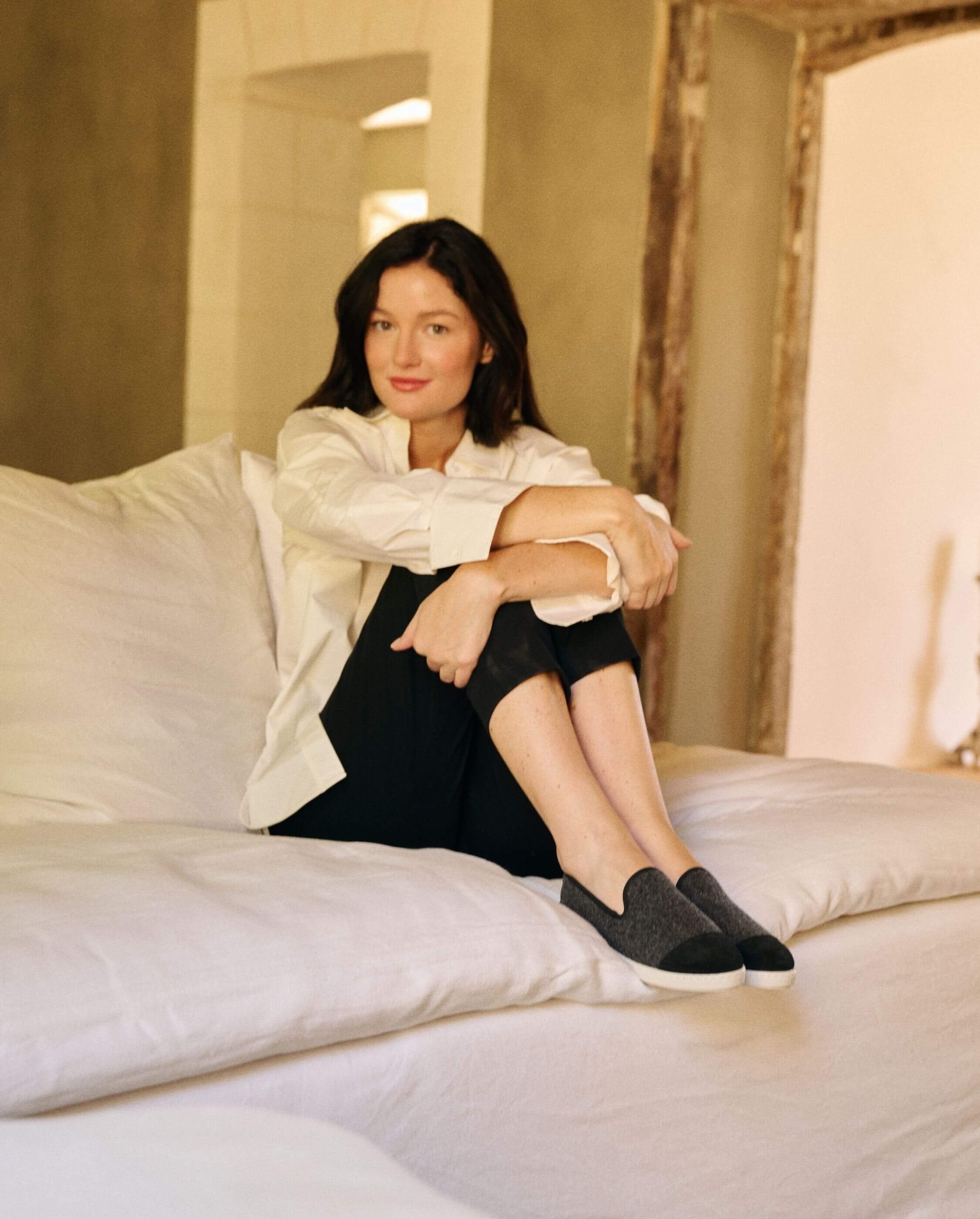 Women's wool slipper, dark gray black ANGARDE Grey