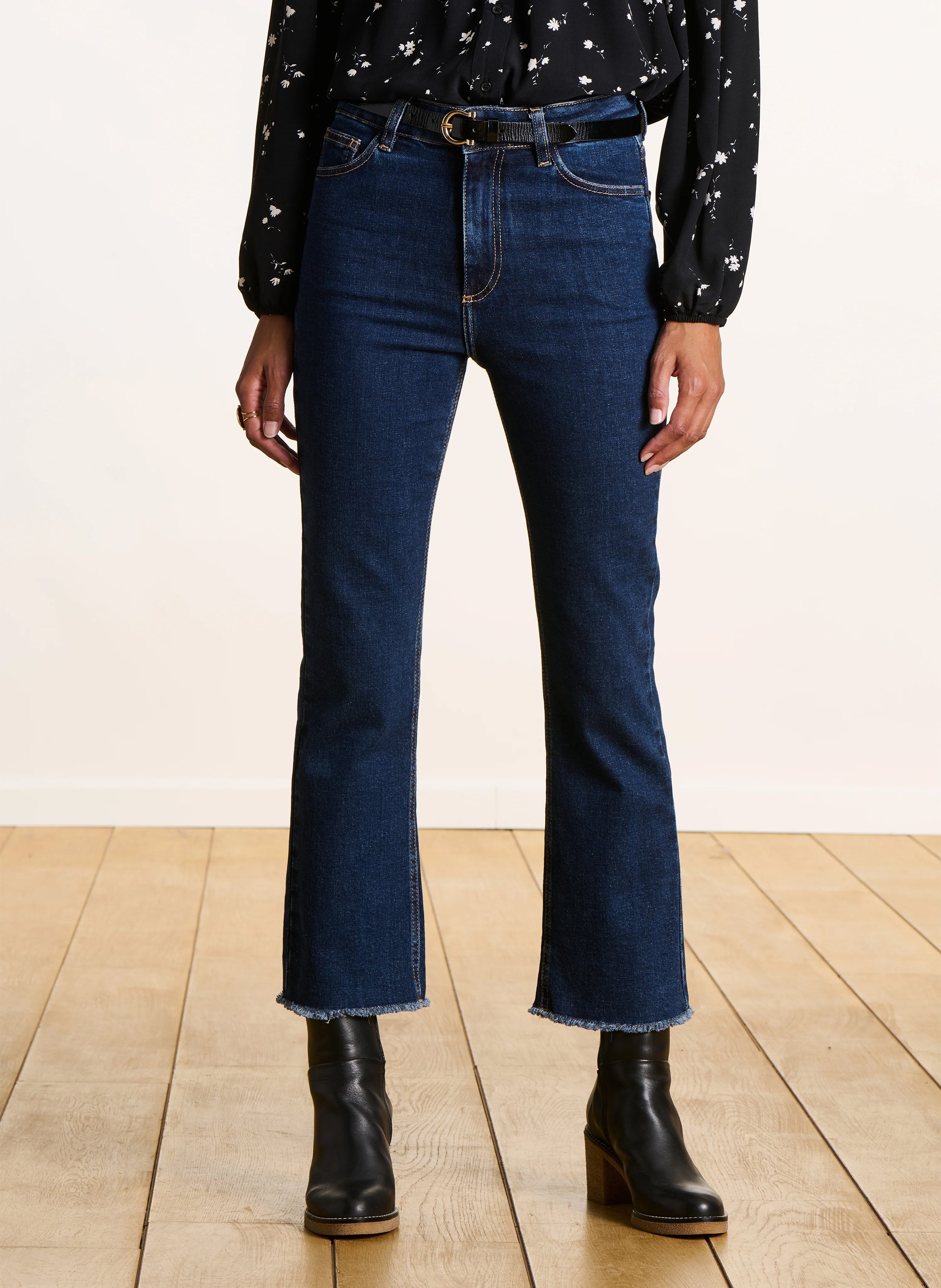 Organic cotton cropped jeans LA FEE MARABOUTEE Blue